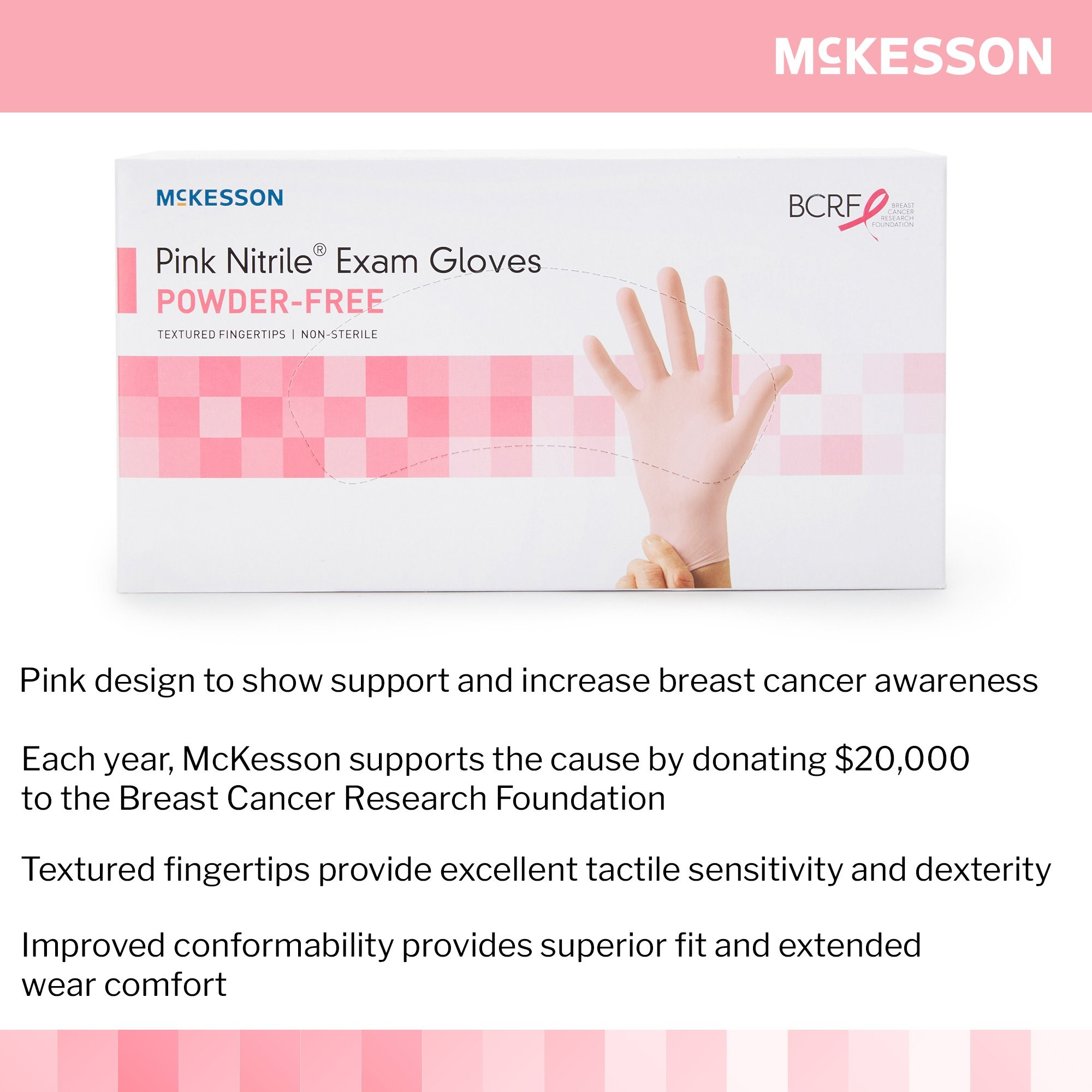 McKesson Pink Nitrile Exam Powder-Free Gloves