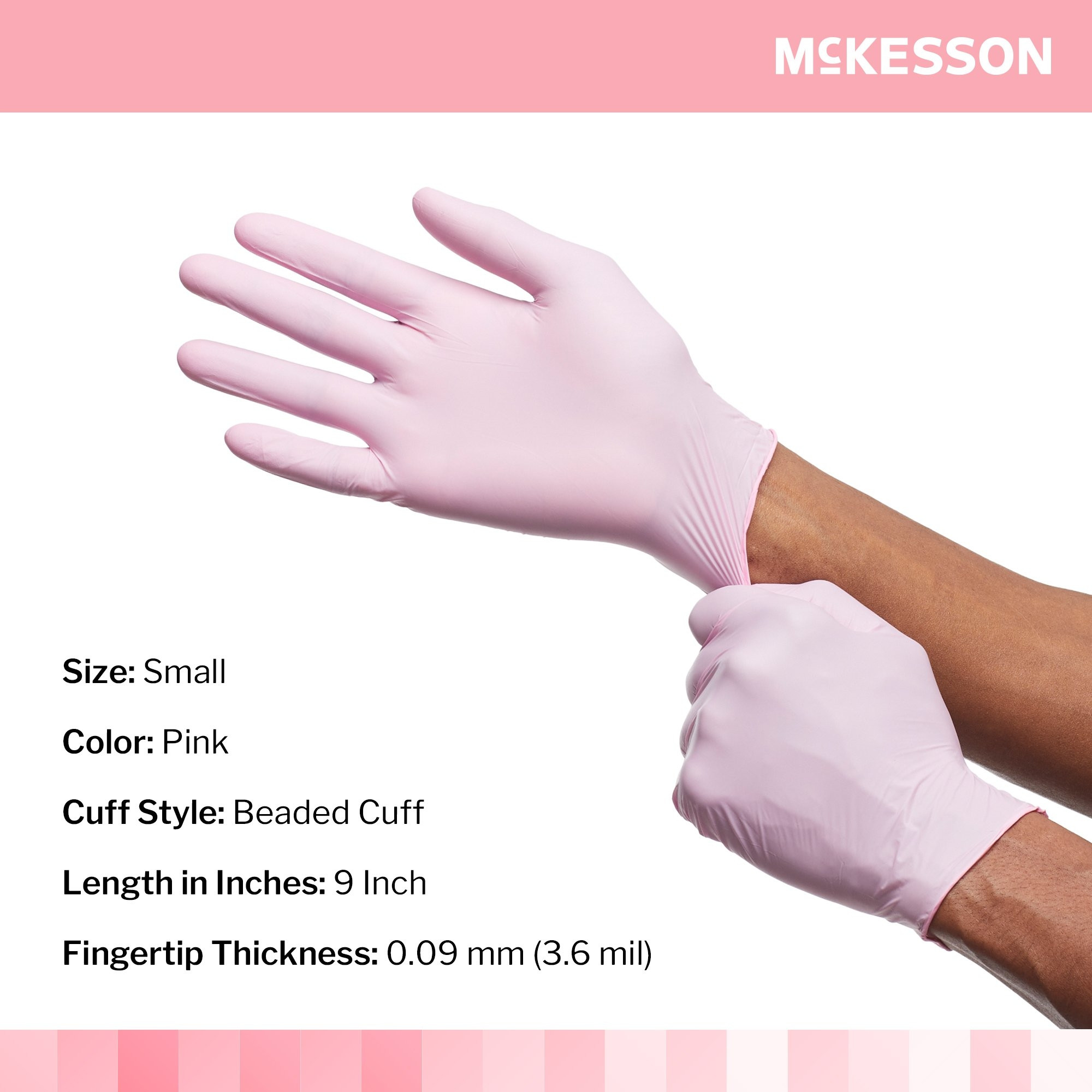 McKesson Pink Nitrile Exam Powder-Free Gloves | Carewell