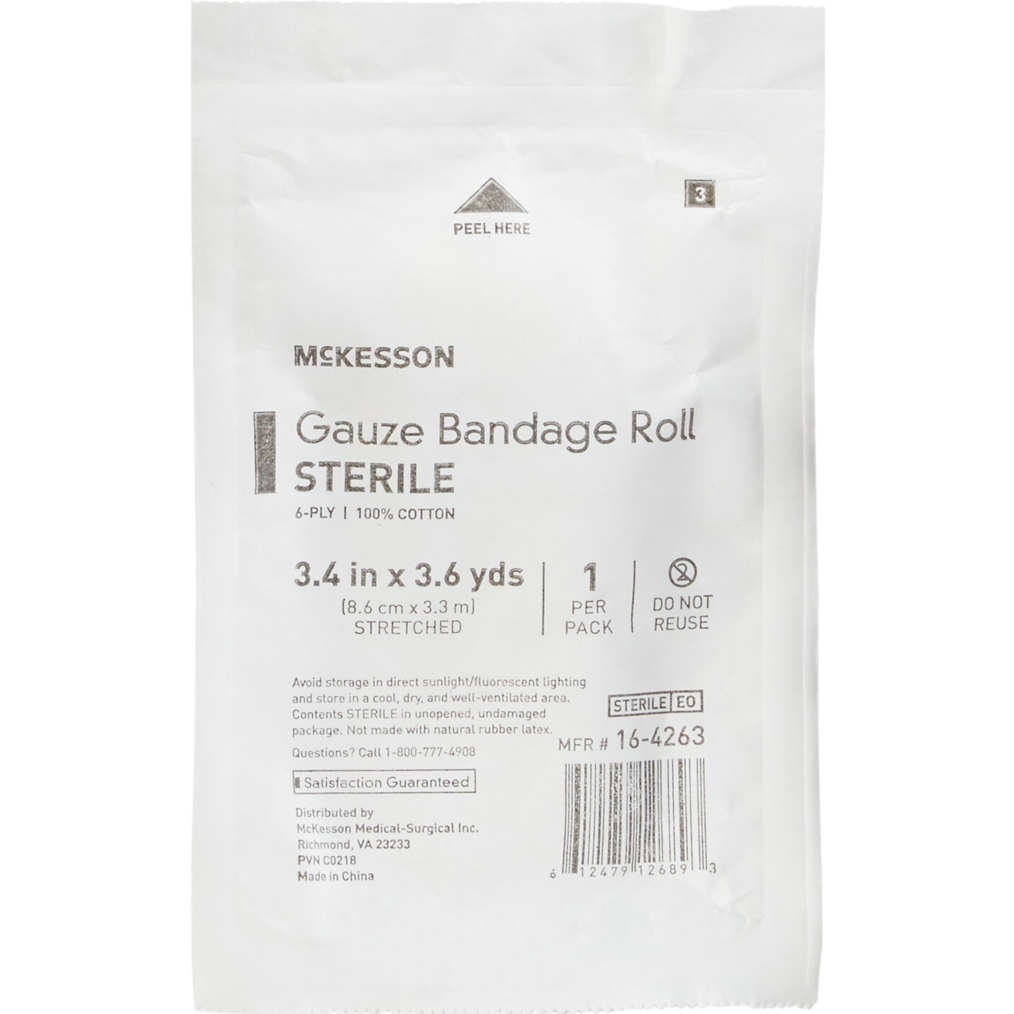 McKesson 6-Ply Fluff Bandage Roll, Sterile