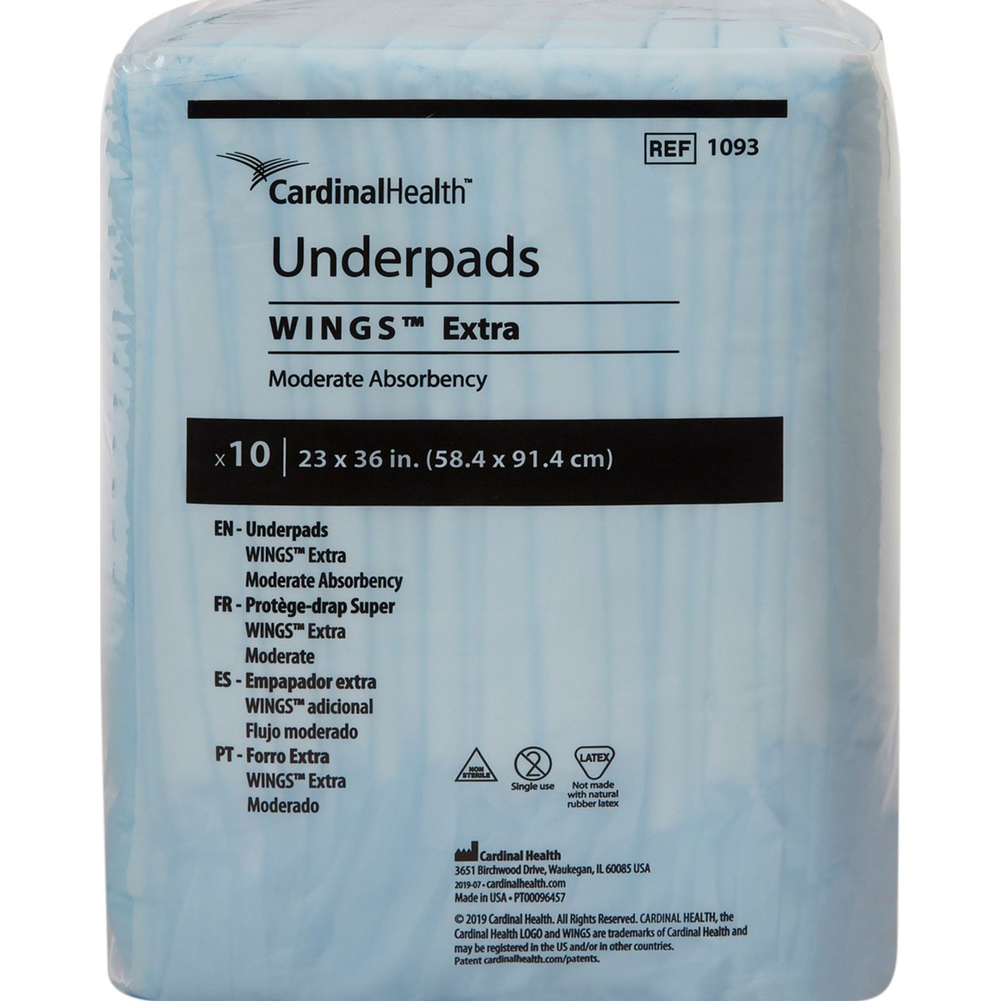 Cardinal Wings Underpad, Fluff Light Absorbency