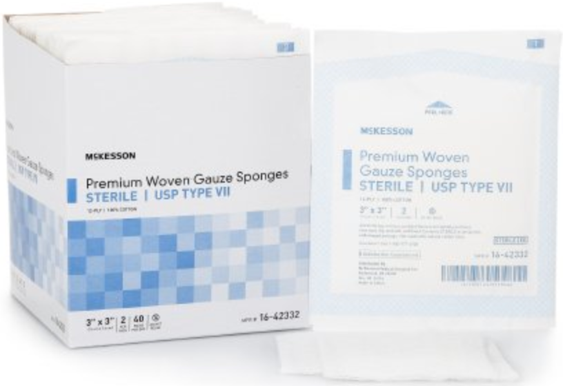 McKesson USP Type VII Cotton 12-Ply Gauze Sponge, Sterile