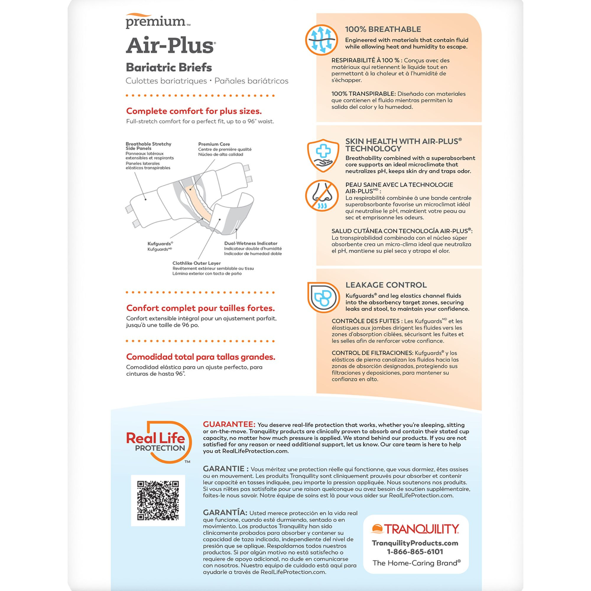 Tranquility Bariatric Disposable Adult Briefs with Tabs, Maximum Absorbency