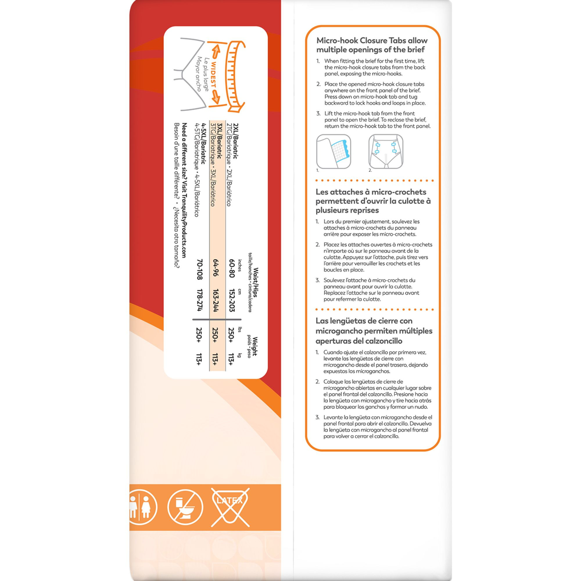 Tranquility Bariatric Disposable Adult Briefs with Tabs, Maximum Absorbency