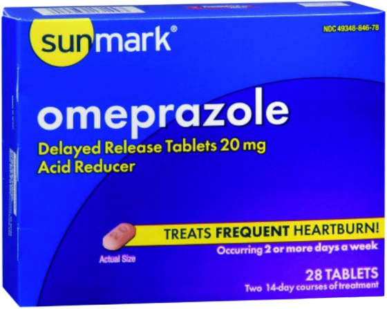 Sunmark Omeprazole Delayed Release Tablets Acid Reducer, 20 mg