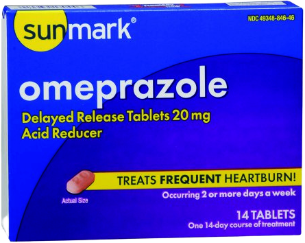 Sunmark Omeprazole Delayed Release Tablets Acid Reducer, 20 mg