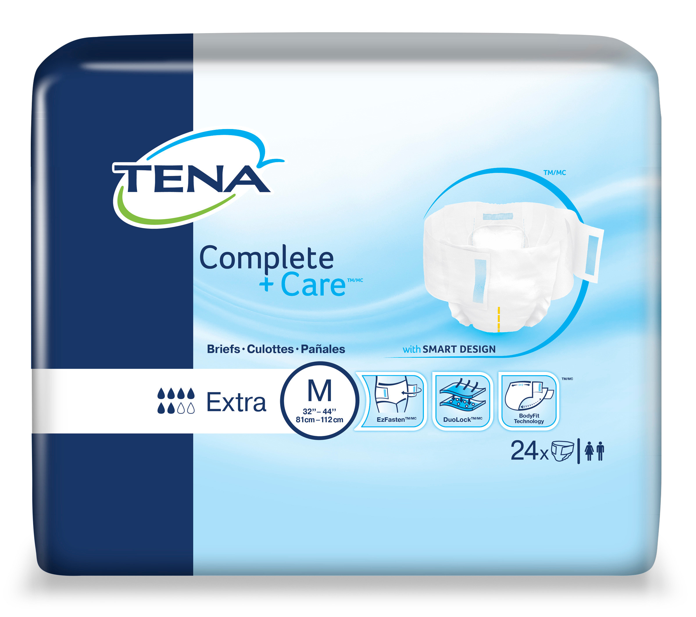 TENA Complete +Care Incontinence Adult Diapers, Moderate Absorbency