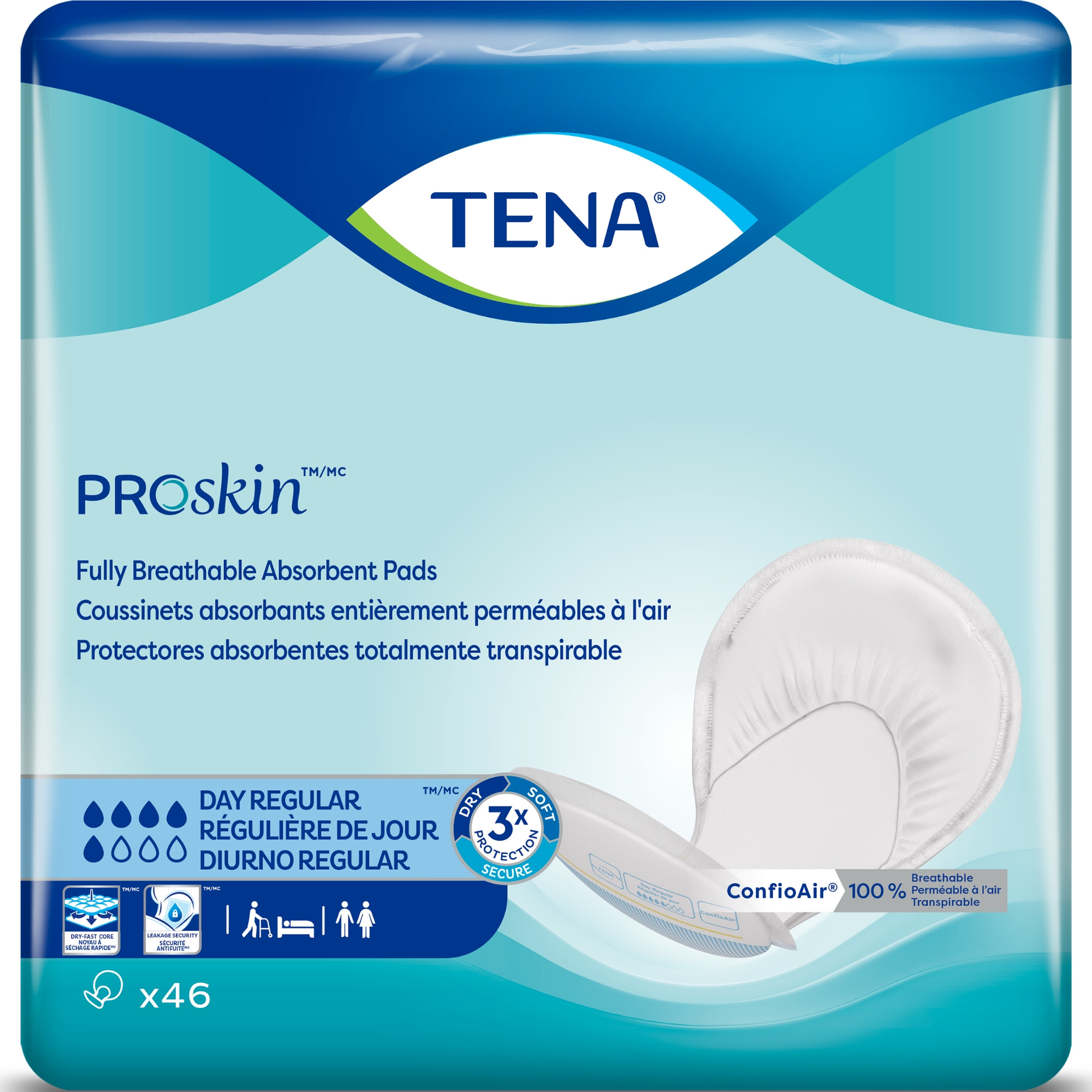 TENA ProSkin Day Regular Absorbent Pads, Moderate Absorbency