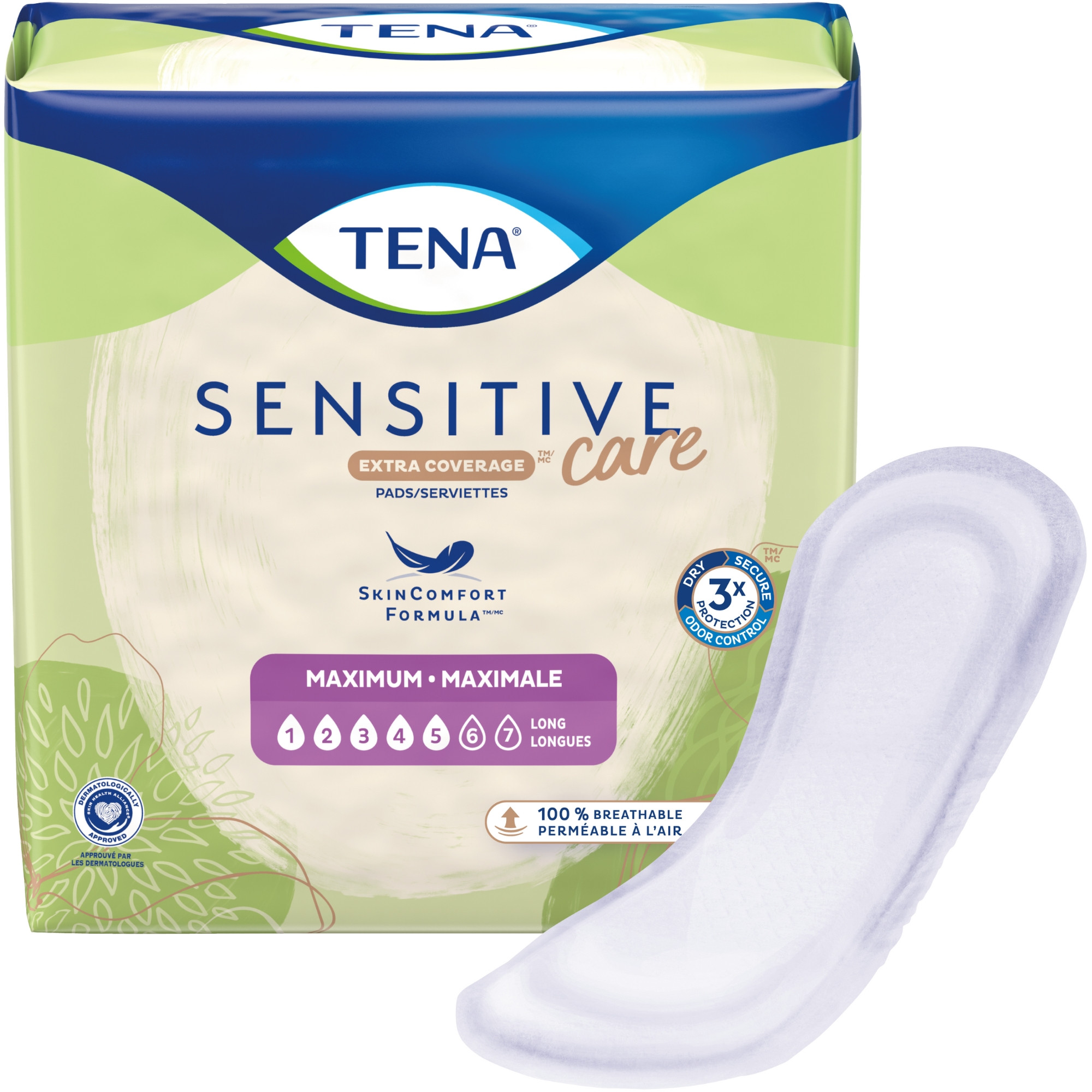 TENA Sensitive Care Incontinence Control Pad for Women, Maximum Absorbency