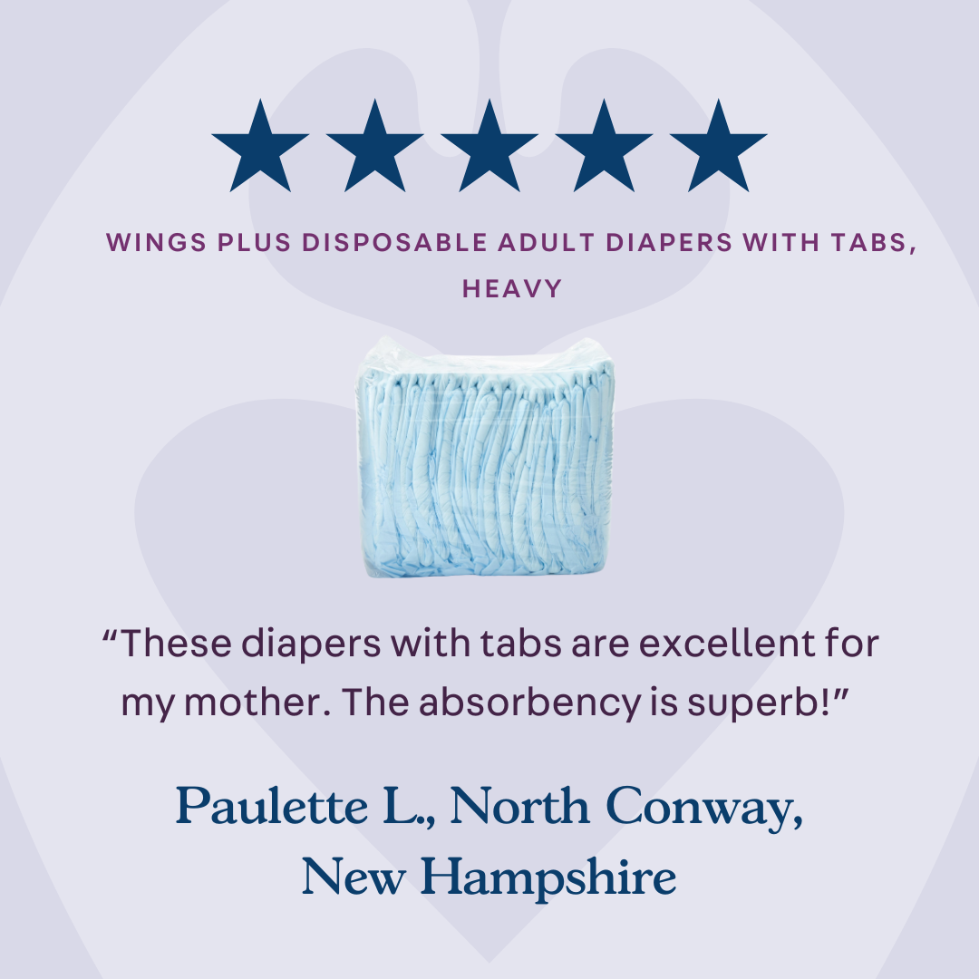 Wings Plus Disposable Adult Diapers with Tabs, Heavy