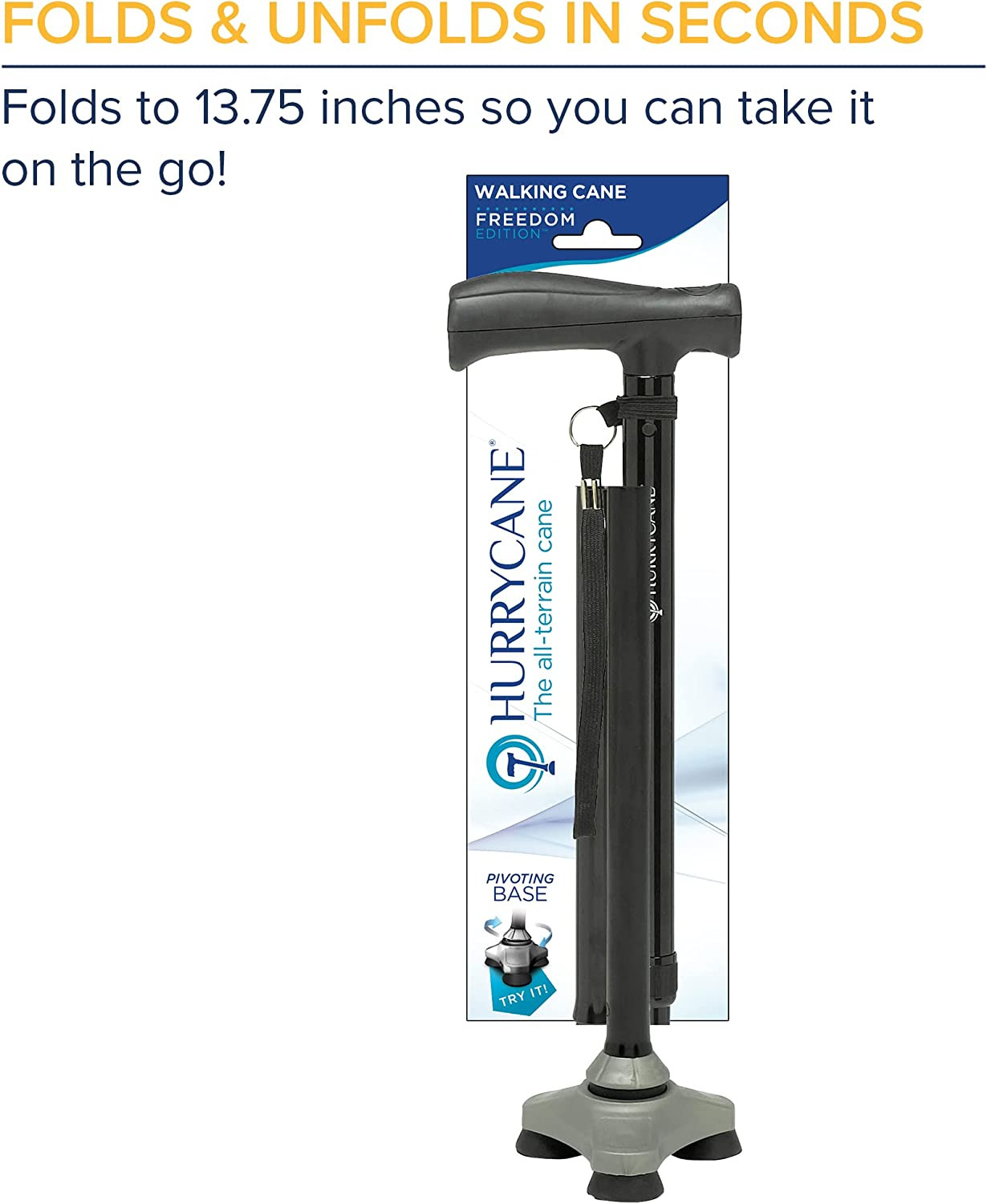 HurryCane Freedom Edition Aluminium Folding Cane