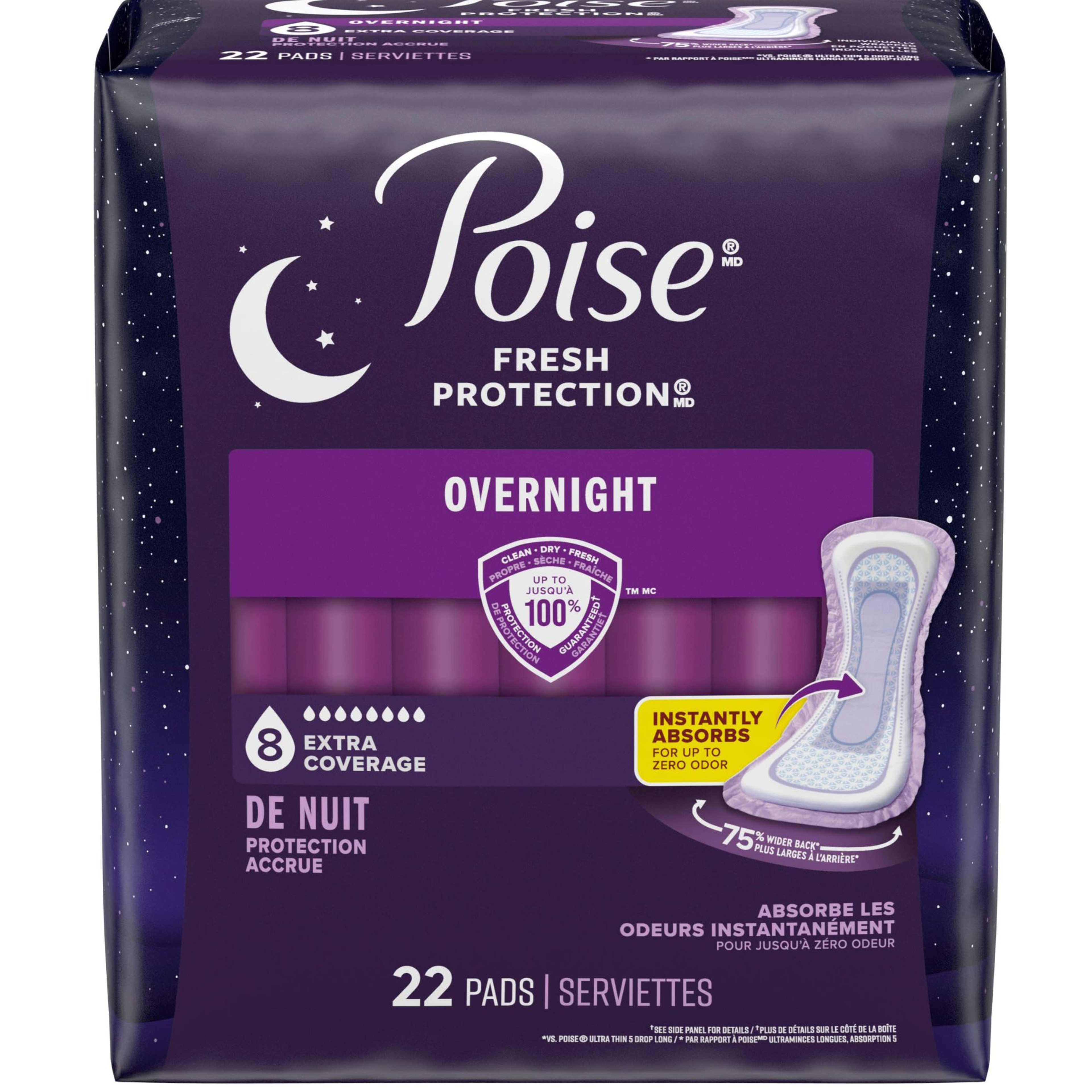 Poise Overnight Pads, Ultimate