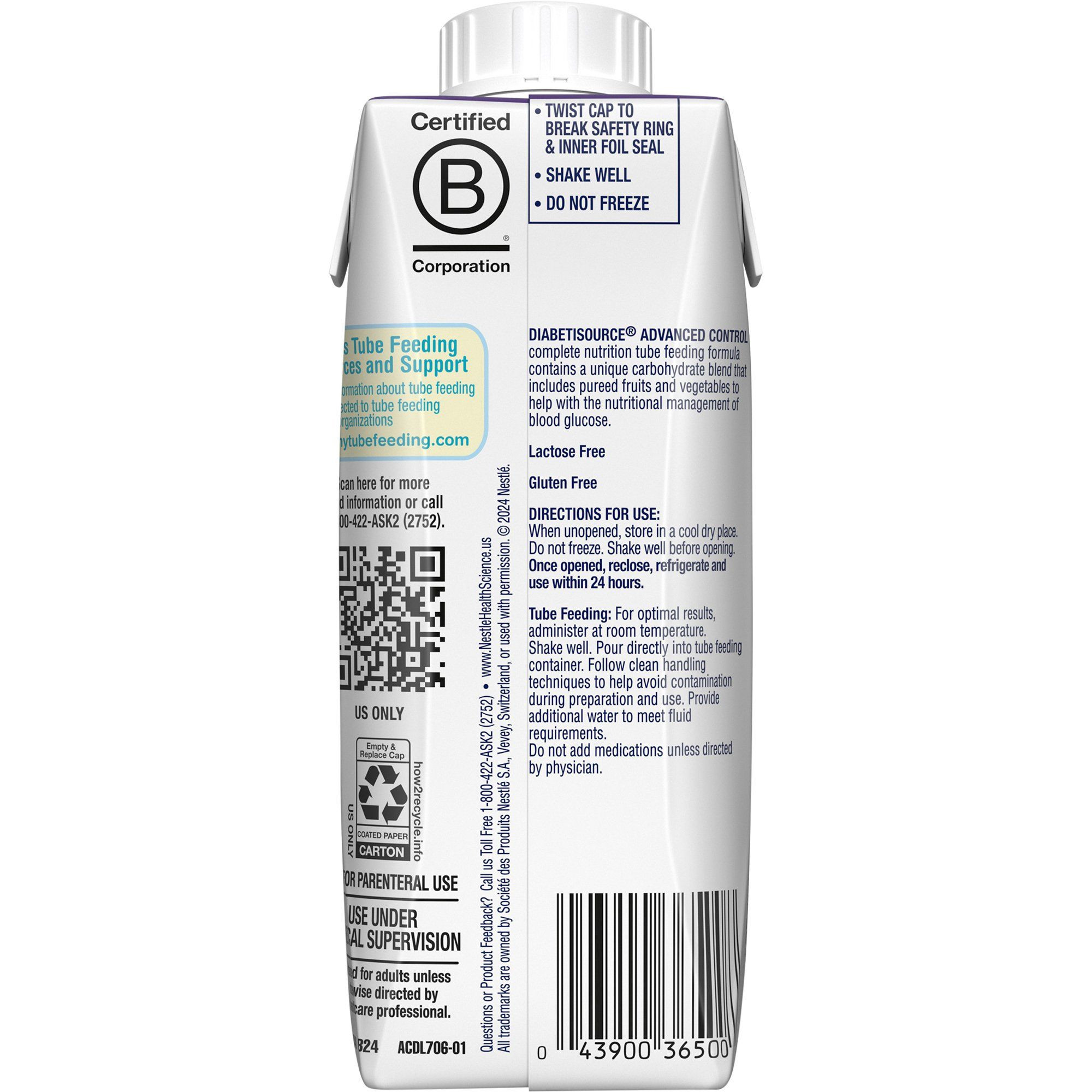 Diabetisource AC Tube Feeding Formula, Carton