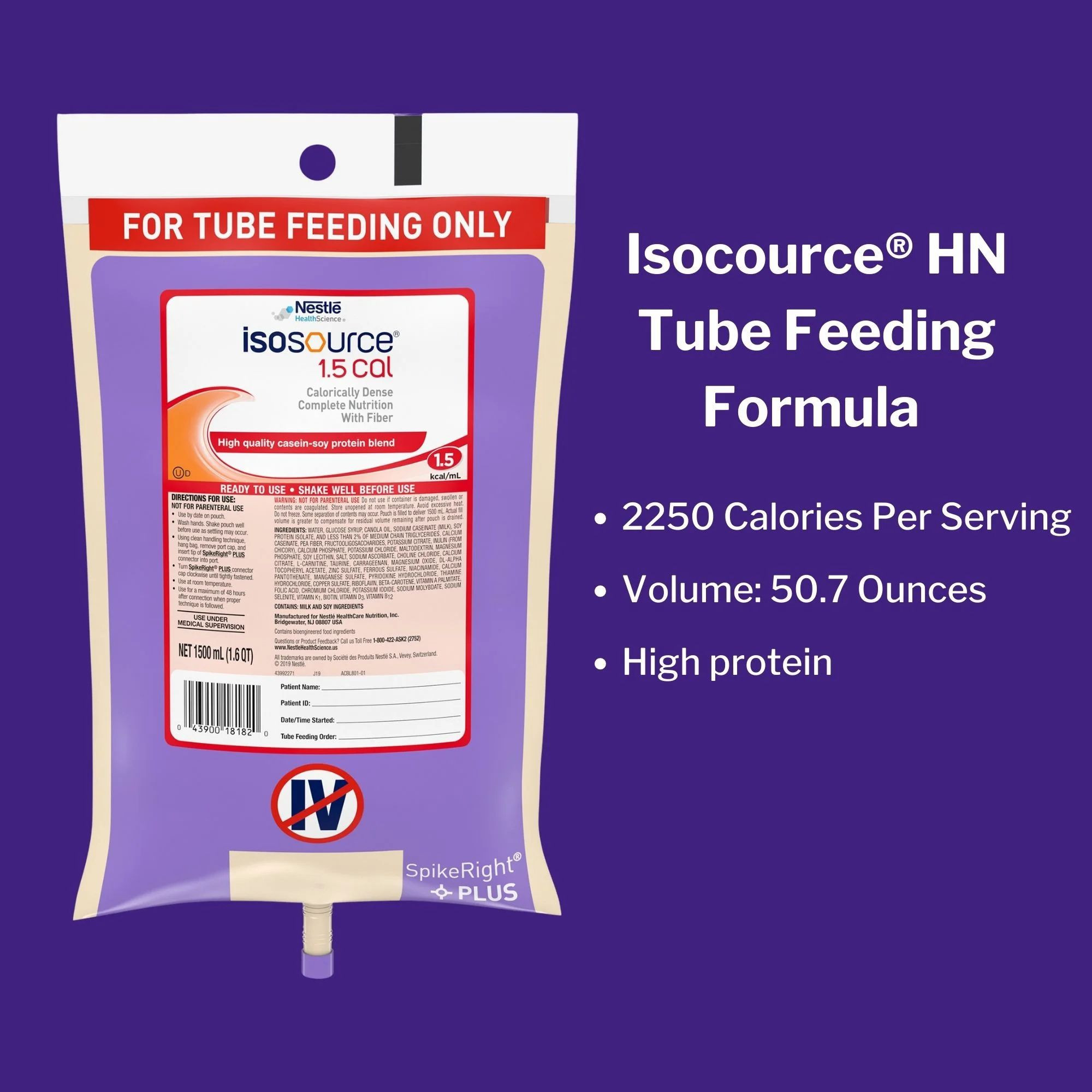 Isosource 1.5 Cal Tube Feeding Formula, Bag