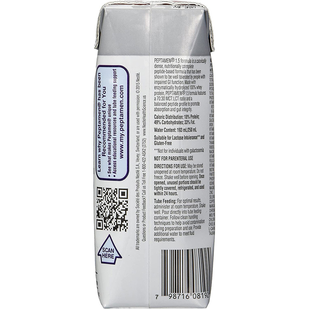 Peptamen 1.5 Tube Feeding Formula, Carton, Unflavored