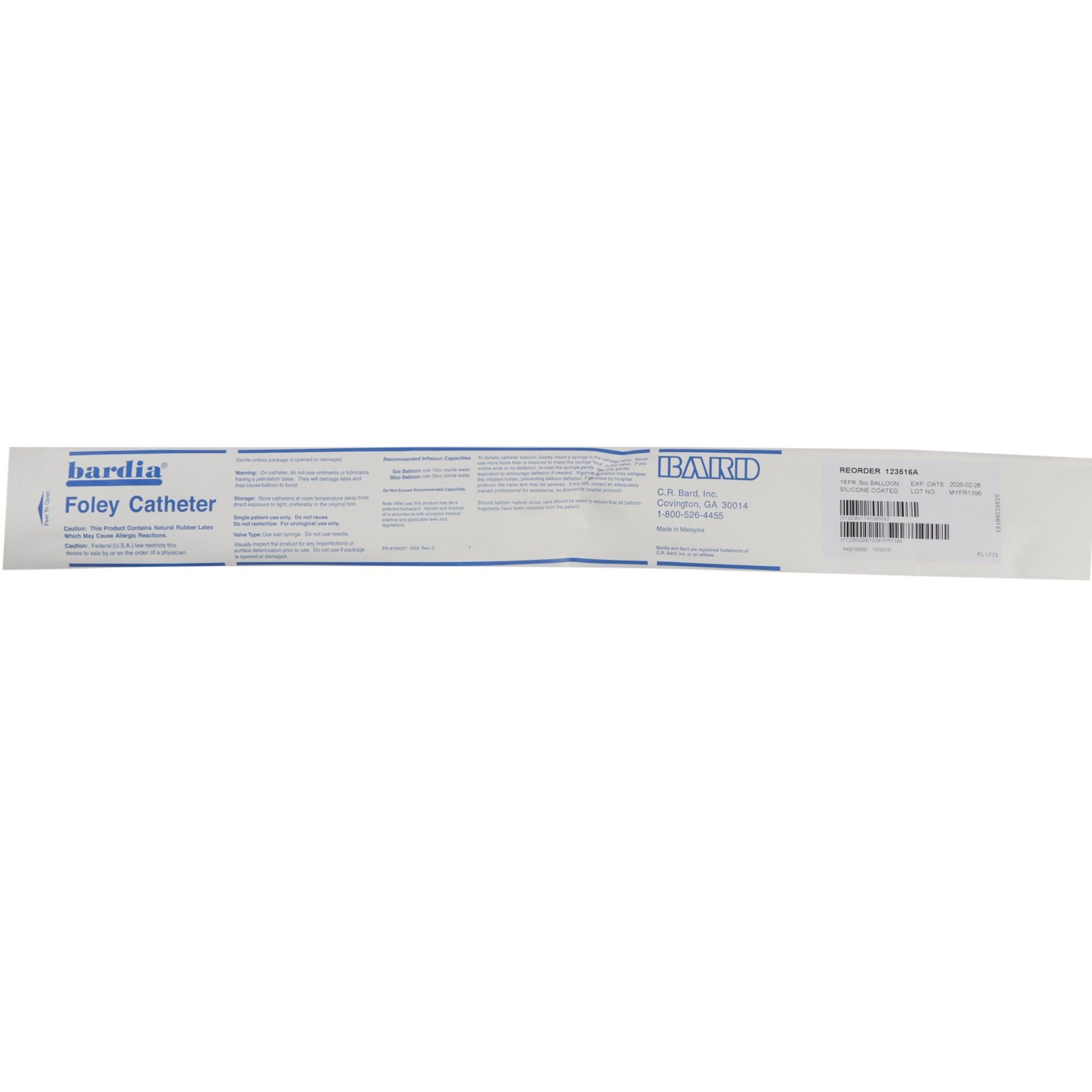 Bardia Foley Catheter, 5 cc Balloon