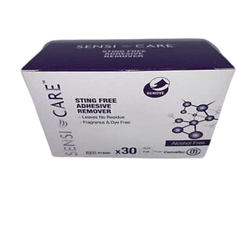 Sensi-Care Adhesive Remover Wipes, 413500-BX30, Front with Top View,  Box of 30