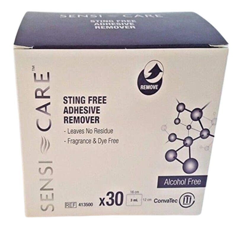 Sensi-Care Adhesive Remover Wipes, 413500-BX30, Front with Top View,  Box of 30