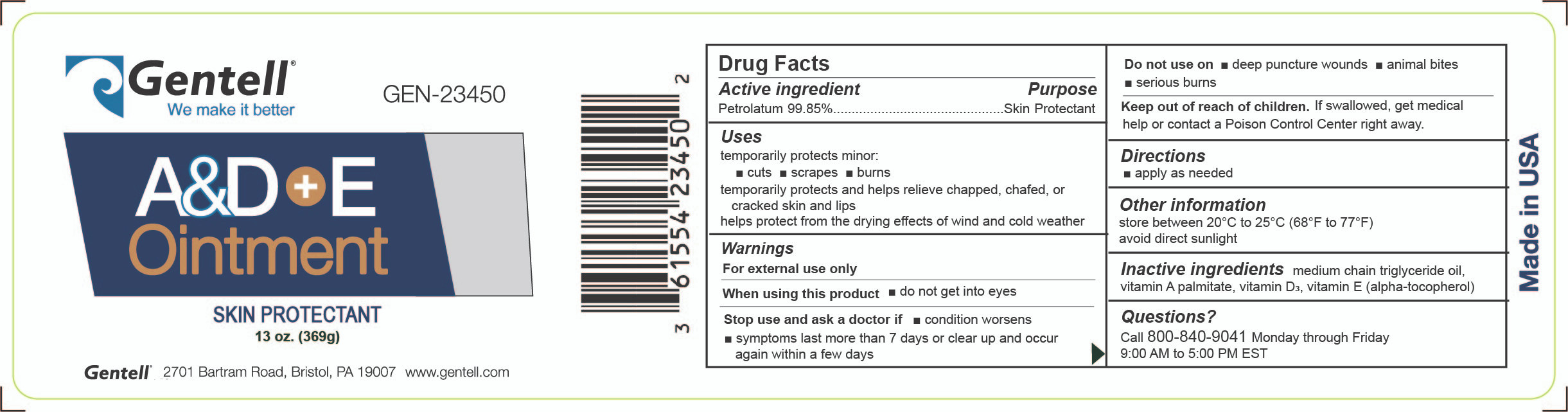 Gentell A&D+E Ointment