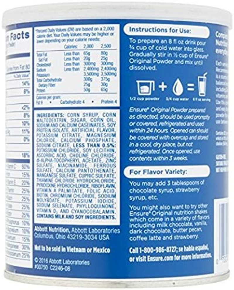 Ensure Original Nutritional Powder, Can, 00750, Vanilla, 14oz, 1ea