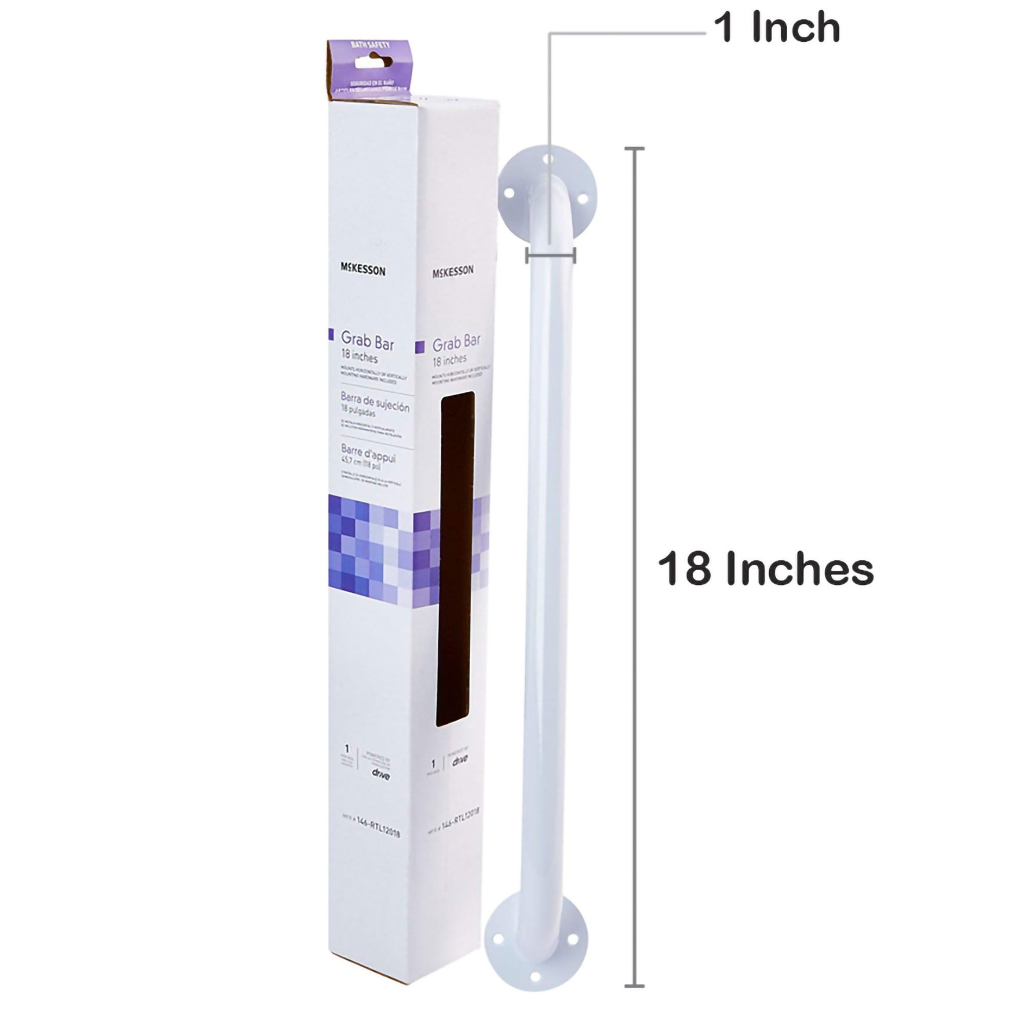 McKesson Wall Grab Bar, White Steel