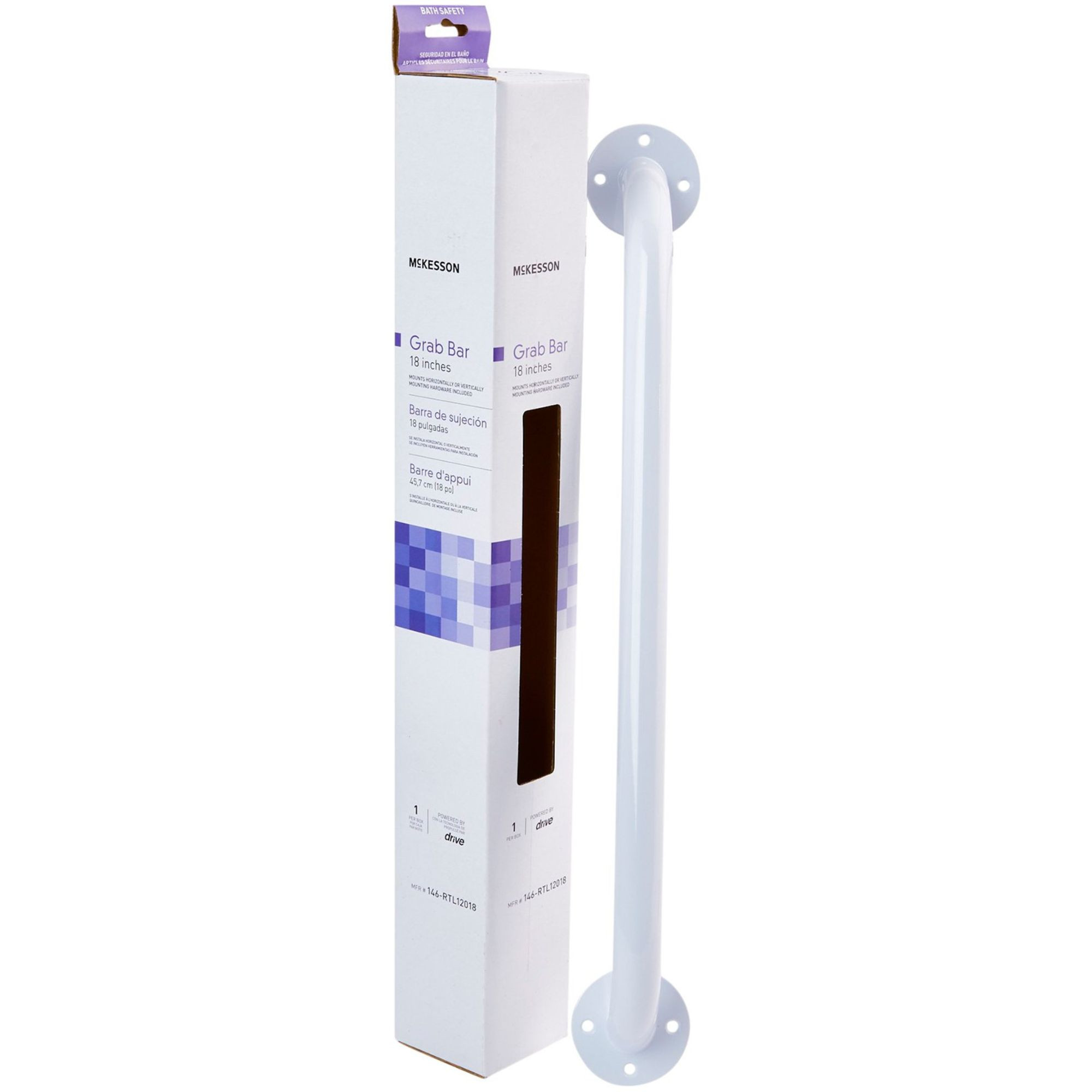 McKesson Wall Grab Bar, White Steel