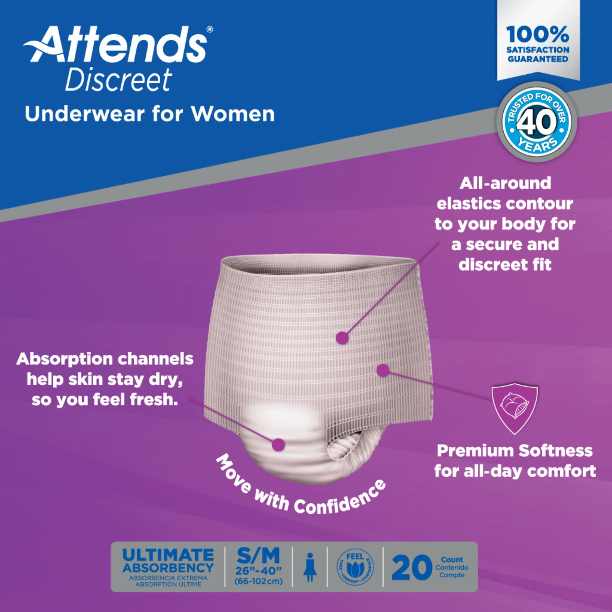 Attends Discreet Pull-Up Underwear for Women