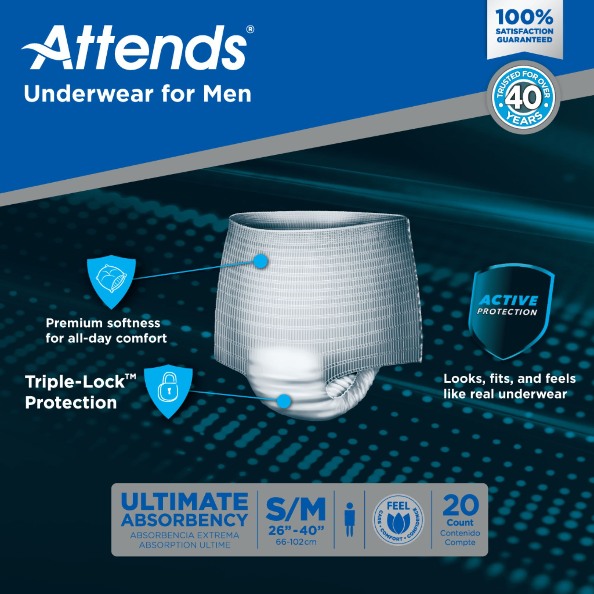 Attends Discreet Pull-Up Underwear for Men