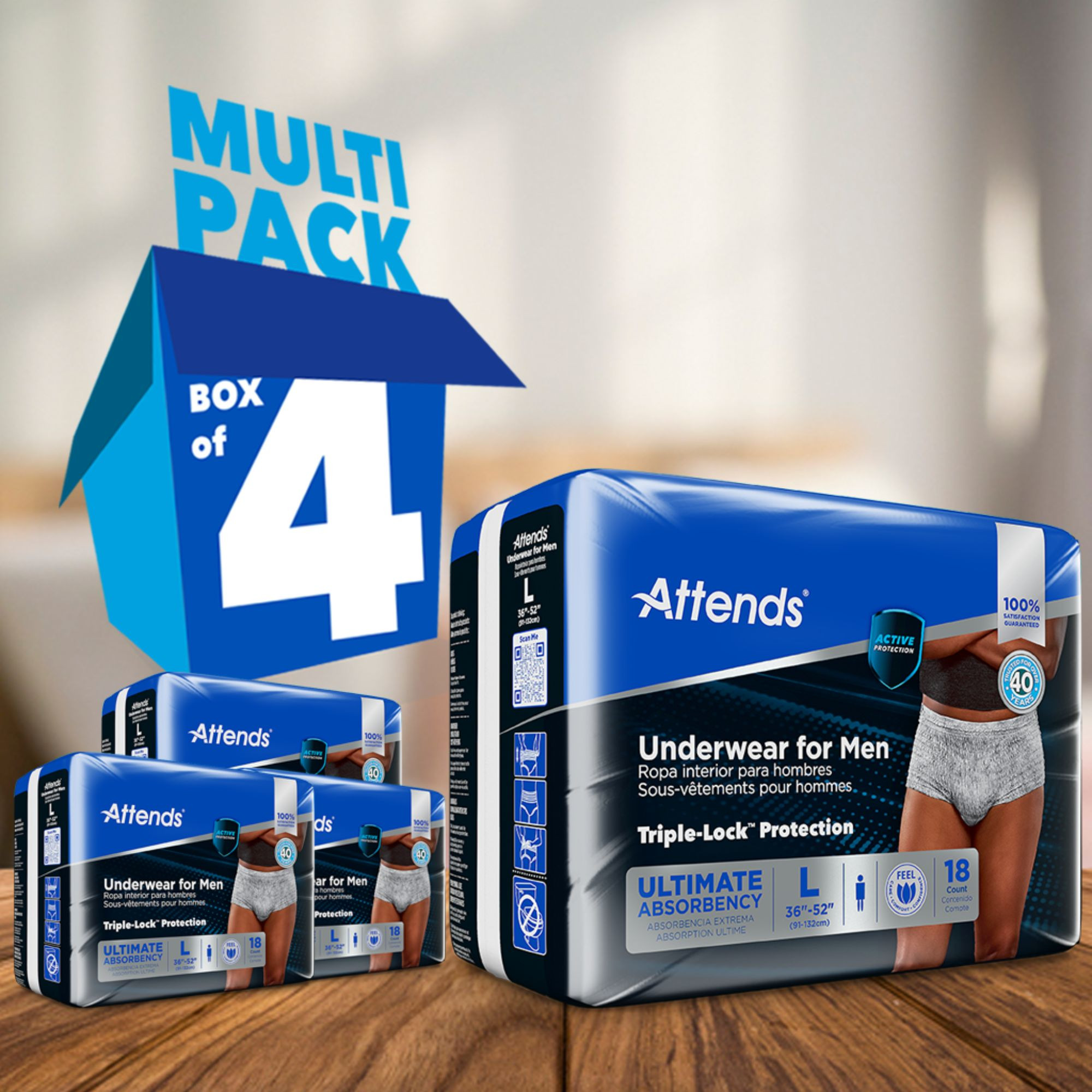 Attends Discreet Pull-Up Underwear for Men