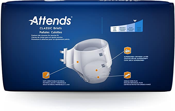 Attends Classic Adult Diaper with Tabs, Severe