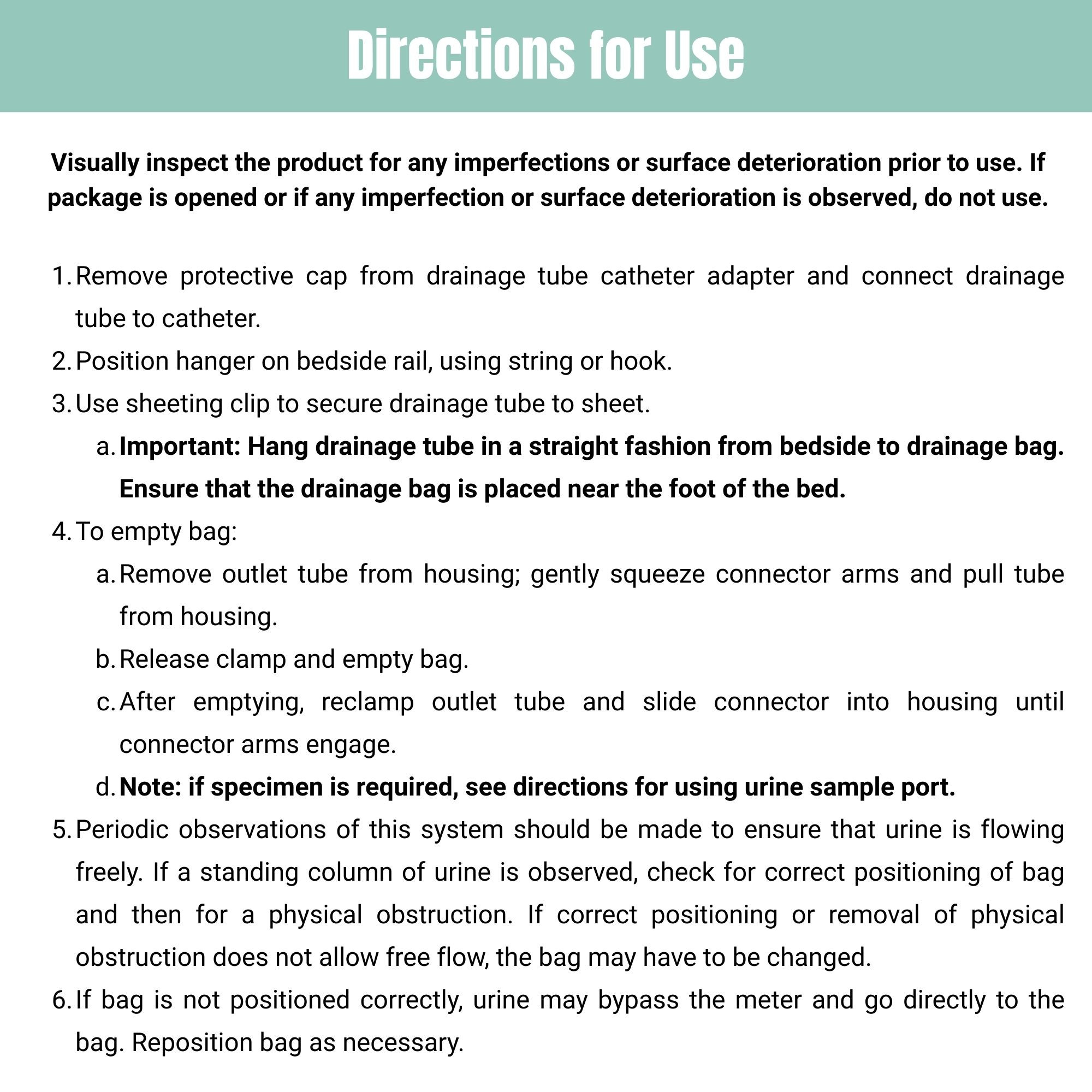 Bard Anti-Reflux Valve Urinary Drain Bag