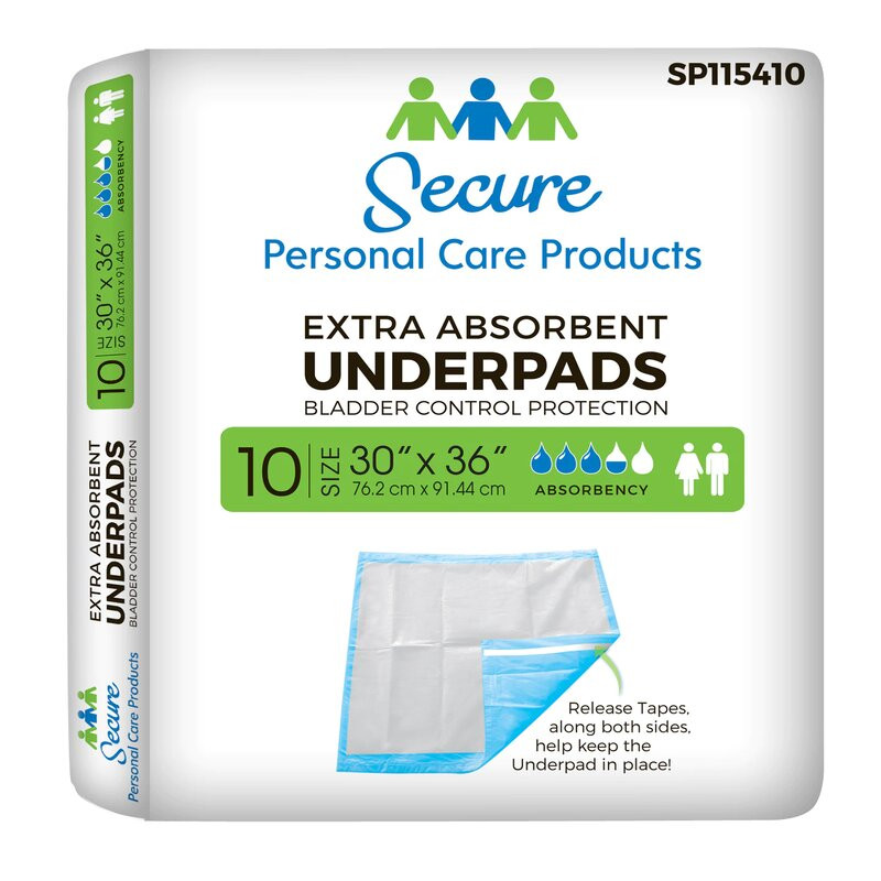TotalDry Underpad, Heavy Absorbency,SP115410,30 X 36" - Bag of 10