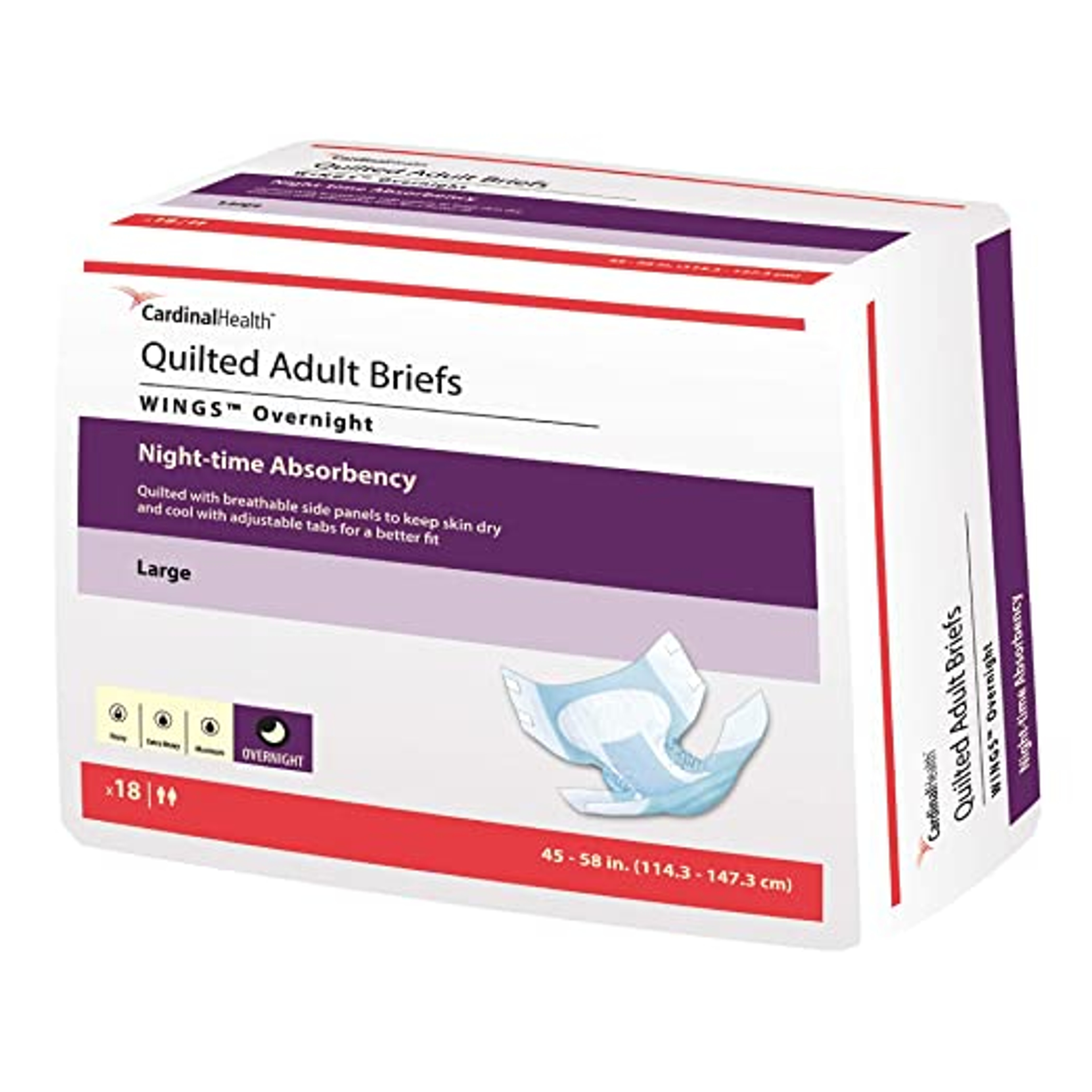 Cardinal Wings Quilted Adult Diapers with Tabs, Overnight