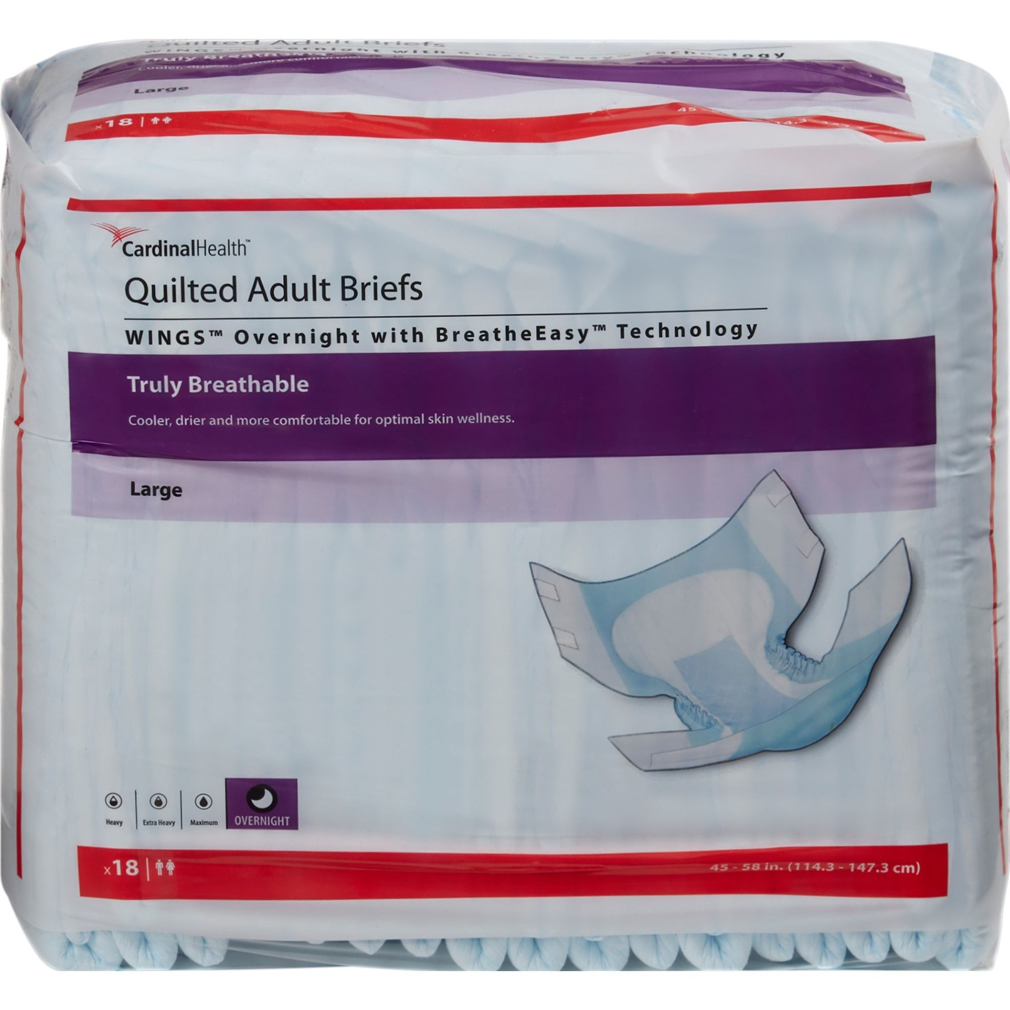 Cardinal Wings Quilted Adult Diapers with Tabs, Overnight