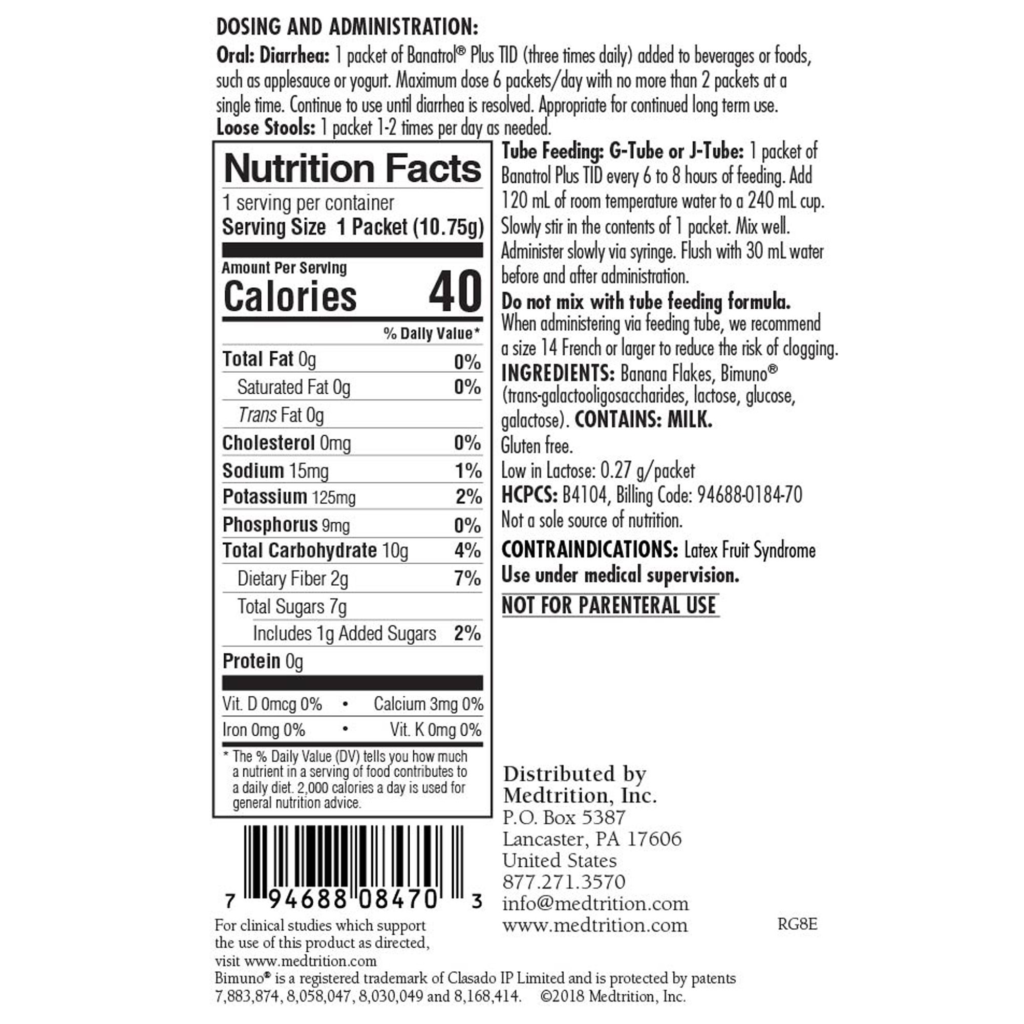 Banatrol Plus Diarrhea Treatment with Bimuno Prebiotic