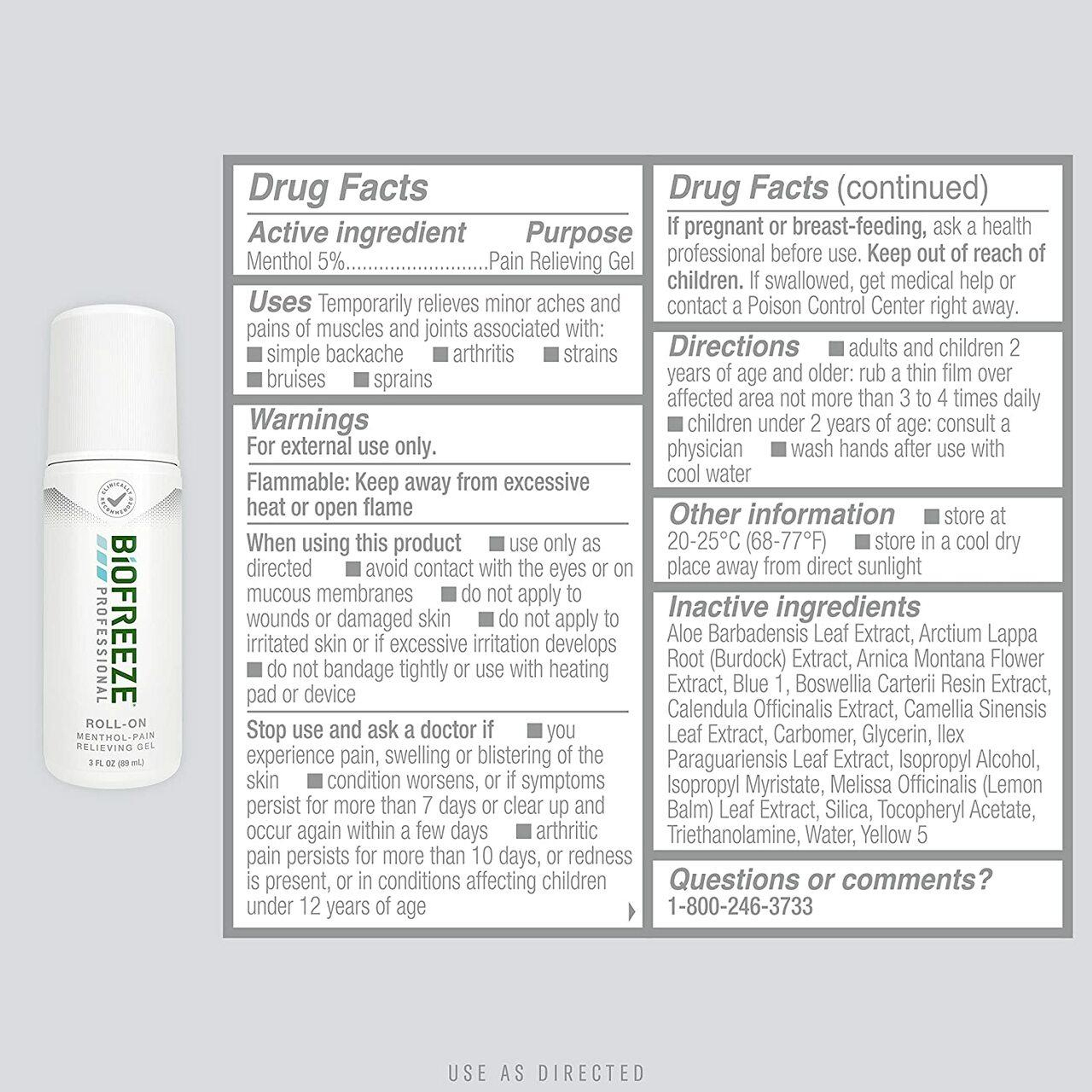 Biofreeze Professional Topical Pain Relief 5% Strength Menthol Topical Gel