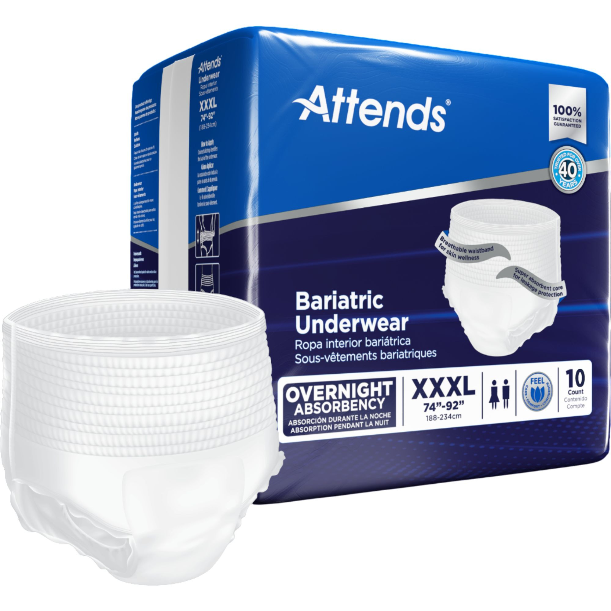 Attends Overnight Bariatric Underwear, 3XL