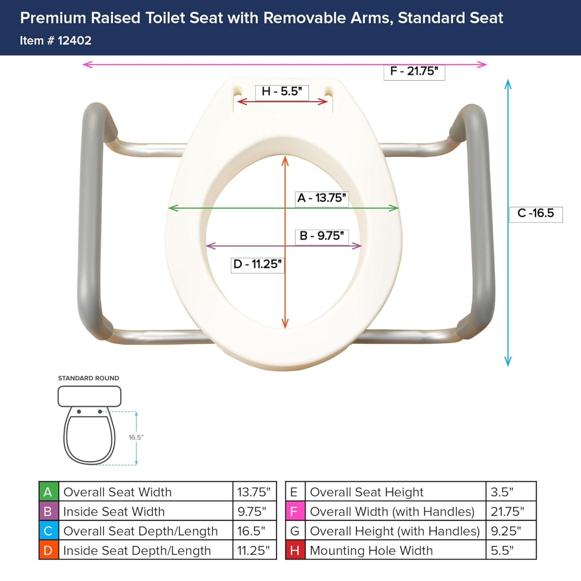 Drive Raised Toilet Seat with Arms