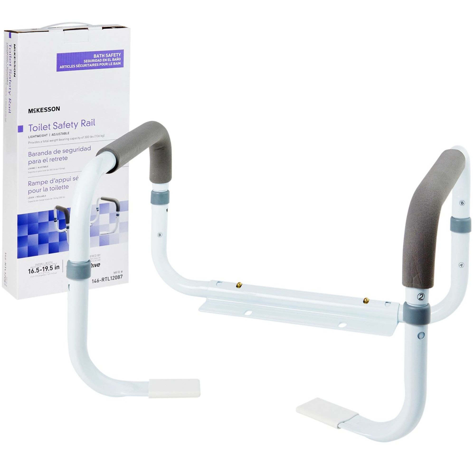 McKesson Toilet Safety Rail, White Steel