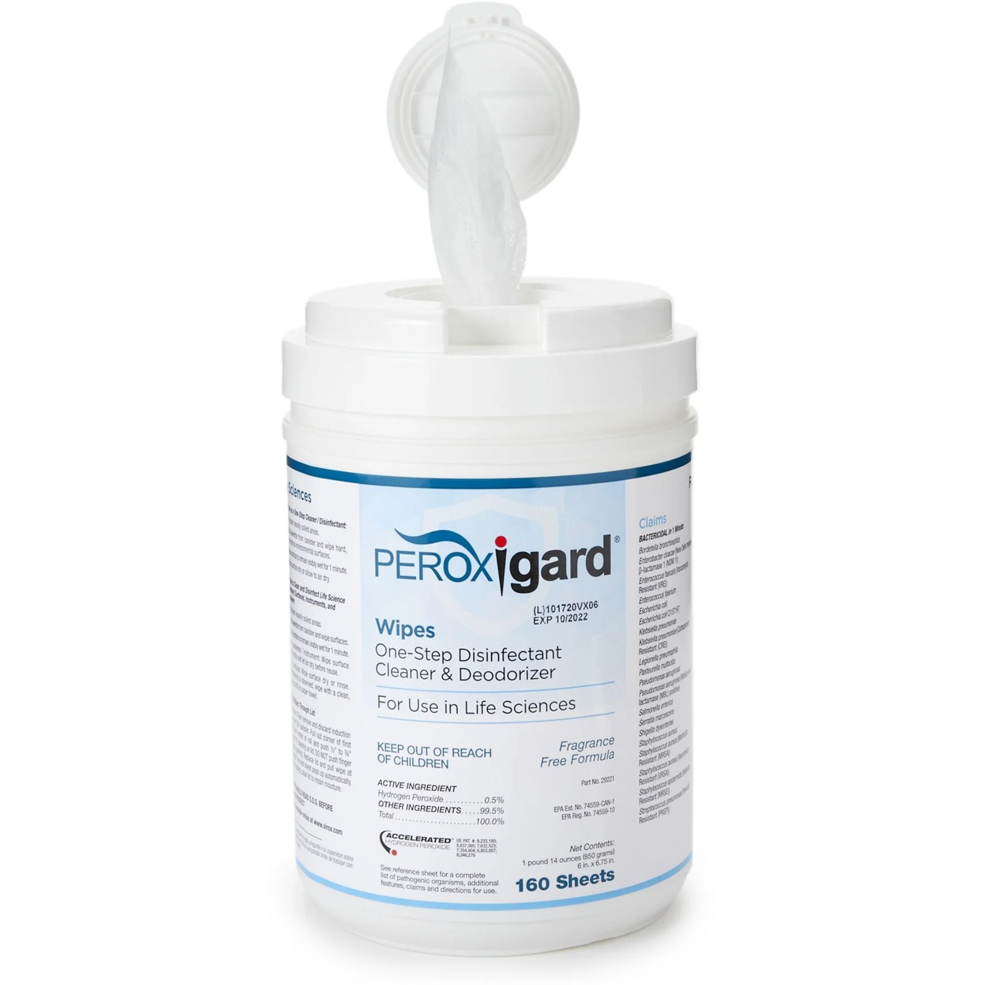 Peroxigard Disinfectant Wipes, SMDW02-CN160, 1 Canister