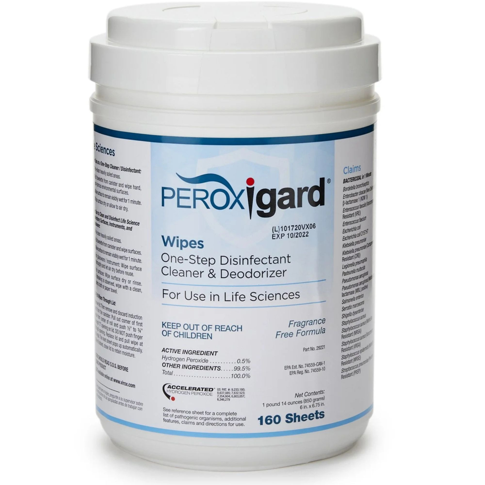 Peroxigard Disinfectant Wipes, SMDW02-CN160, 1 Canister