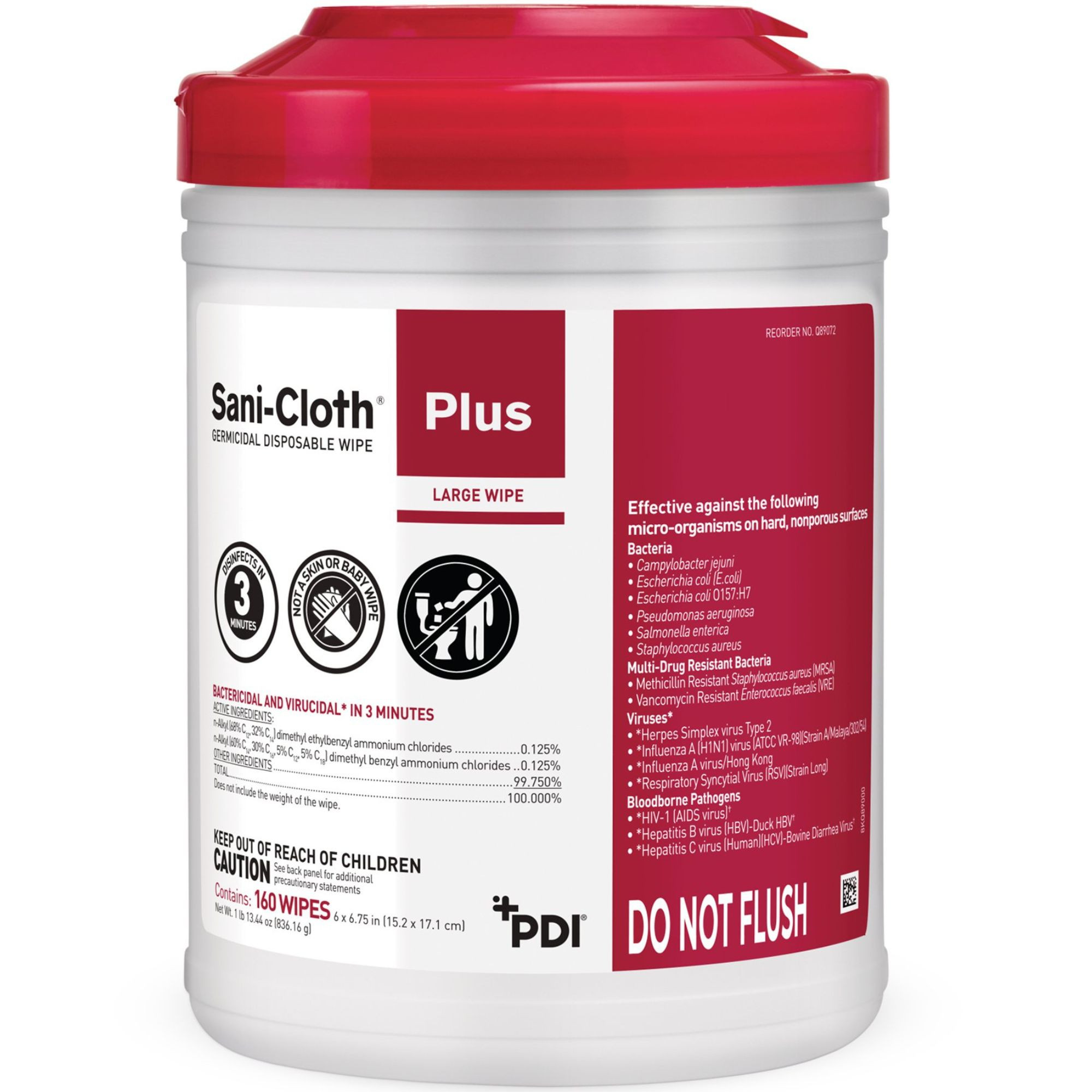 Sani-Cloth Plus Surface Disinfectant , Q89072-BX160, 1 Canister