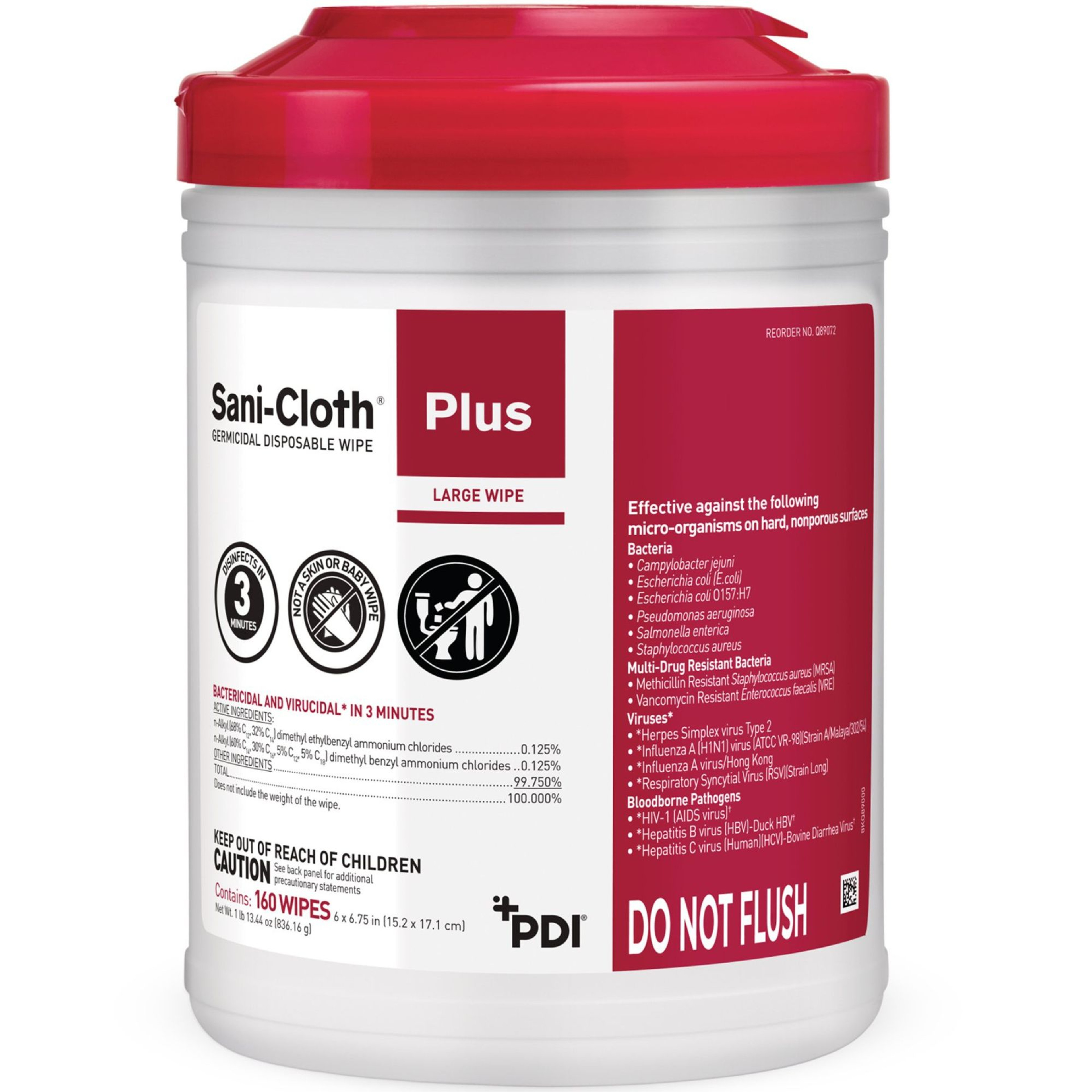 Sani-Cloth Plus Surface Disinfectant , Q89072-BX160, 1 Canister