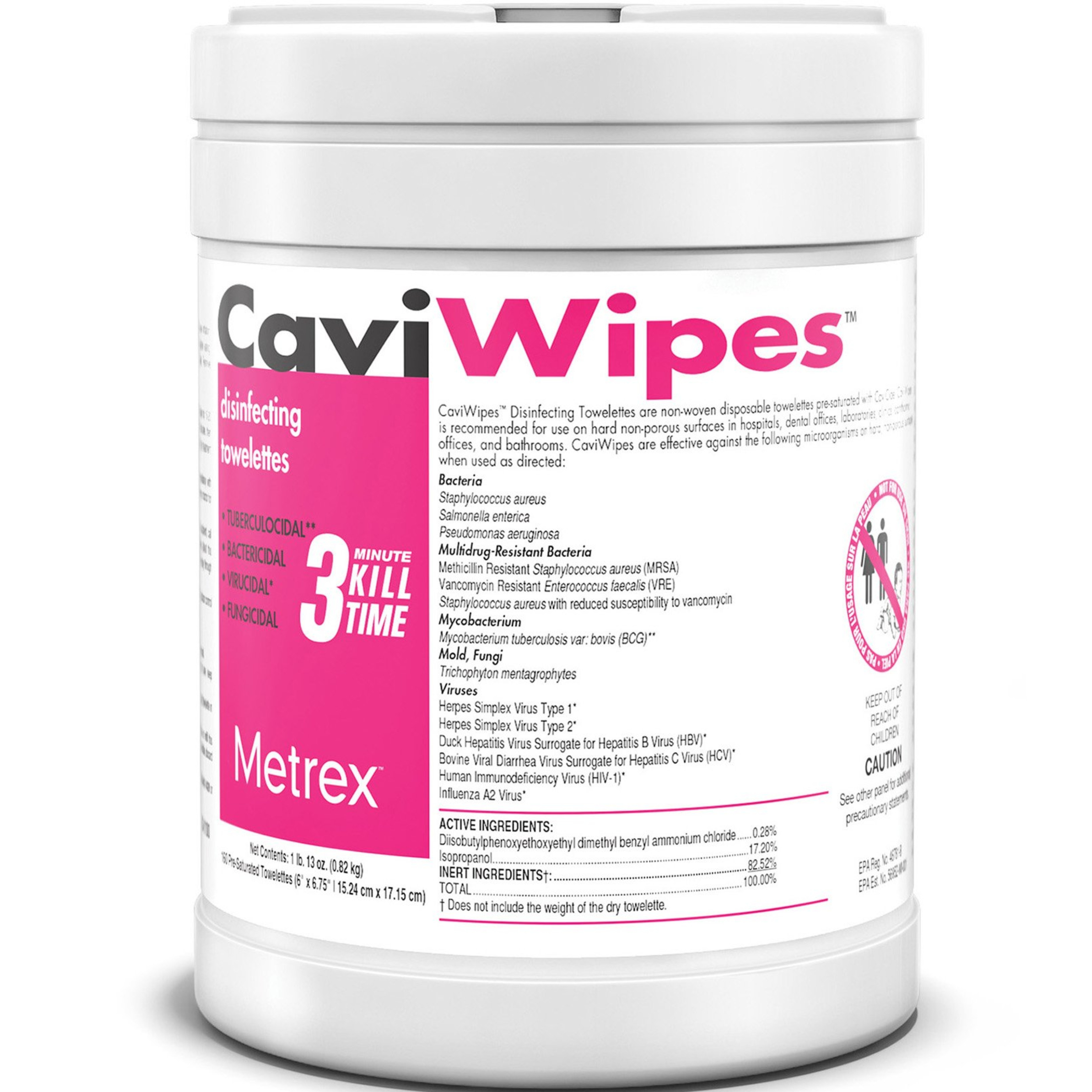 CaviWipes Surface Disinfectant Wipes, 13-1100-EA1, 1 Canister