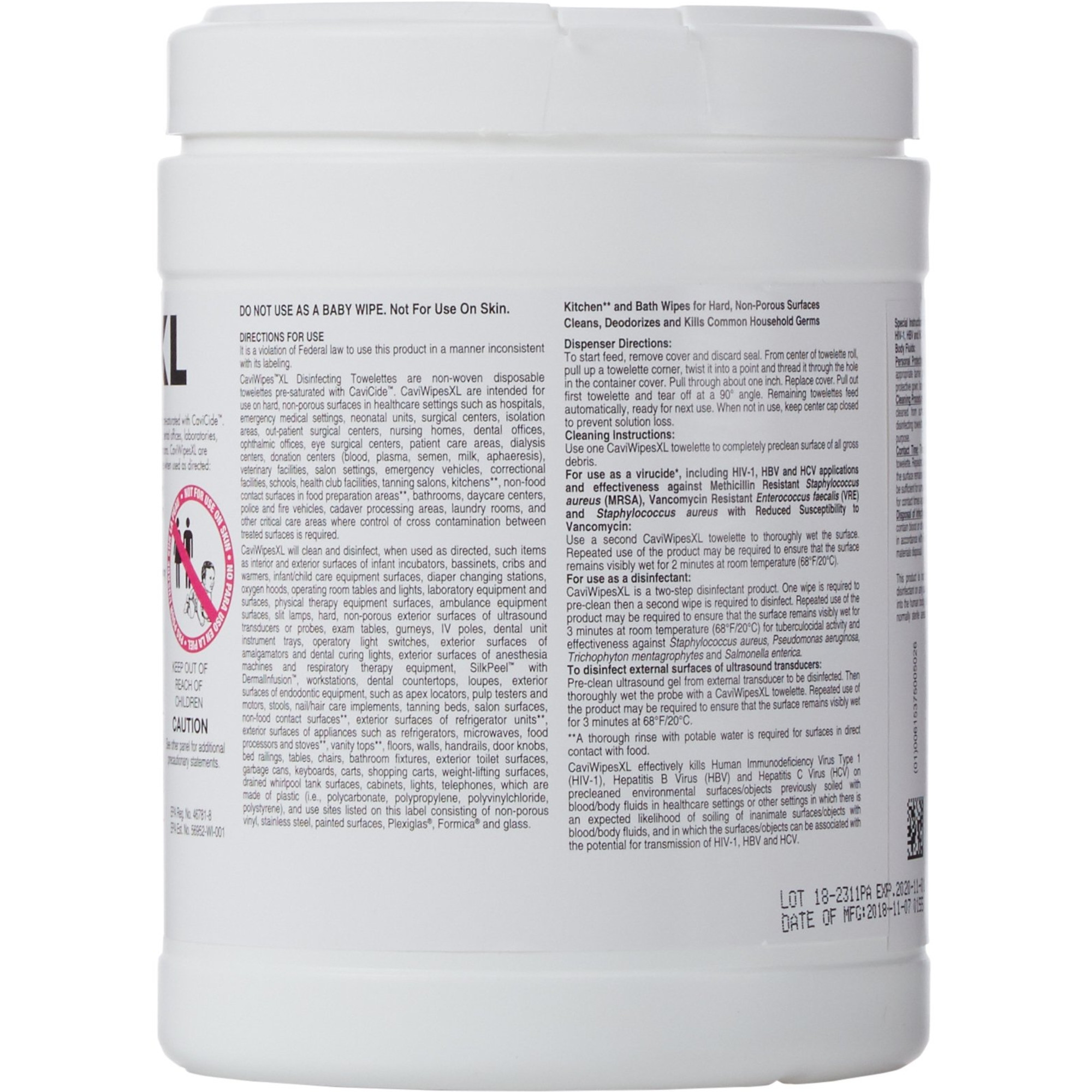 CaviWipes Surface Disinfectant Wipes XL