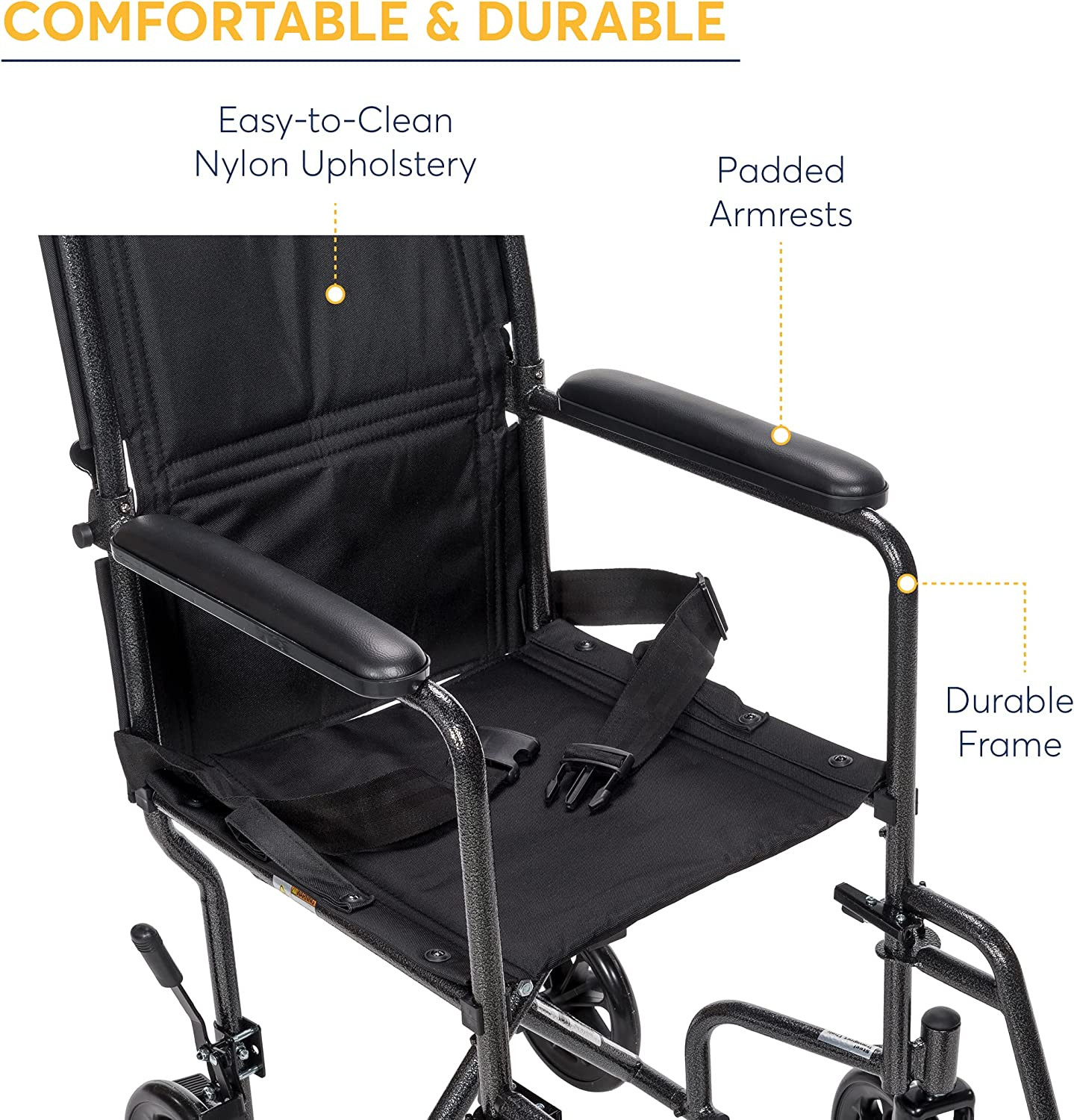 Drive Steel Transport Wheelchair, TR37E-SV-EA1, 1 Chair