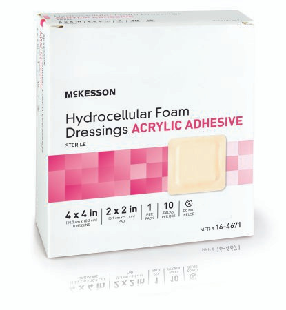 Package of 4 X 4 McKesson Hydrocellular Foam Dressings Acrylic Adhesive