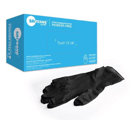 Package of Black Medium McKesson Touch of Life NonSterile Nitrile Exam Glove