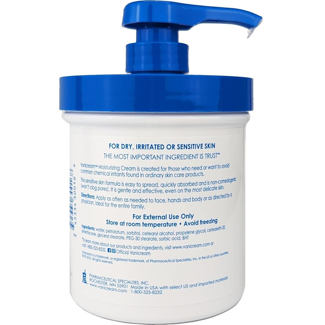 Vanicream Unscented Hand and Body Moisturizer Cream, Pump Bottle