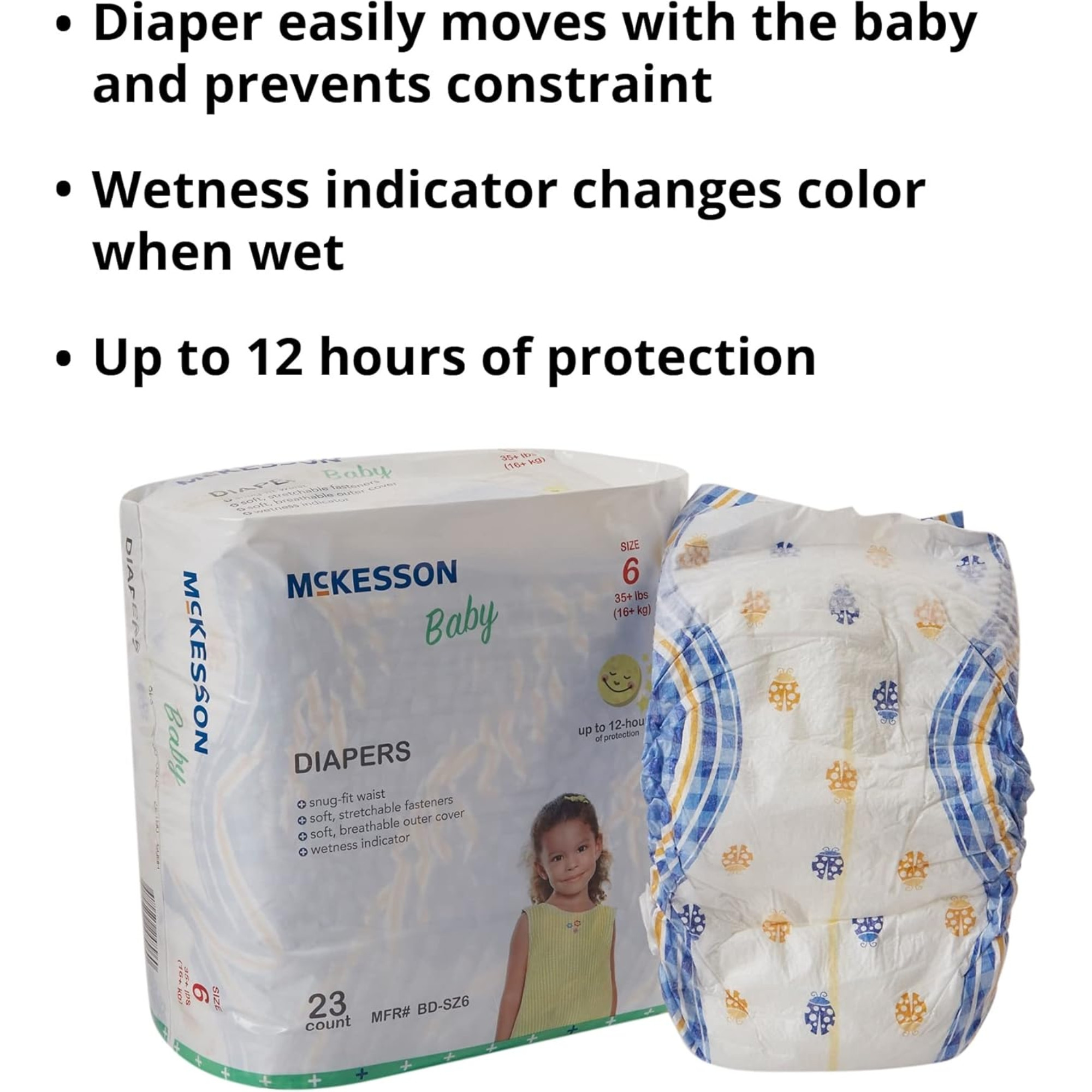 McKesson Unisex Disposable Baby Diapers with Tabs