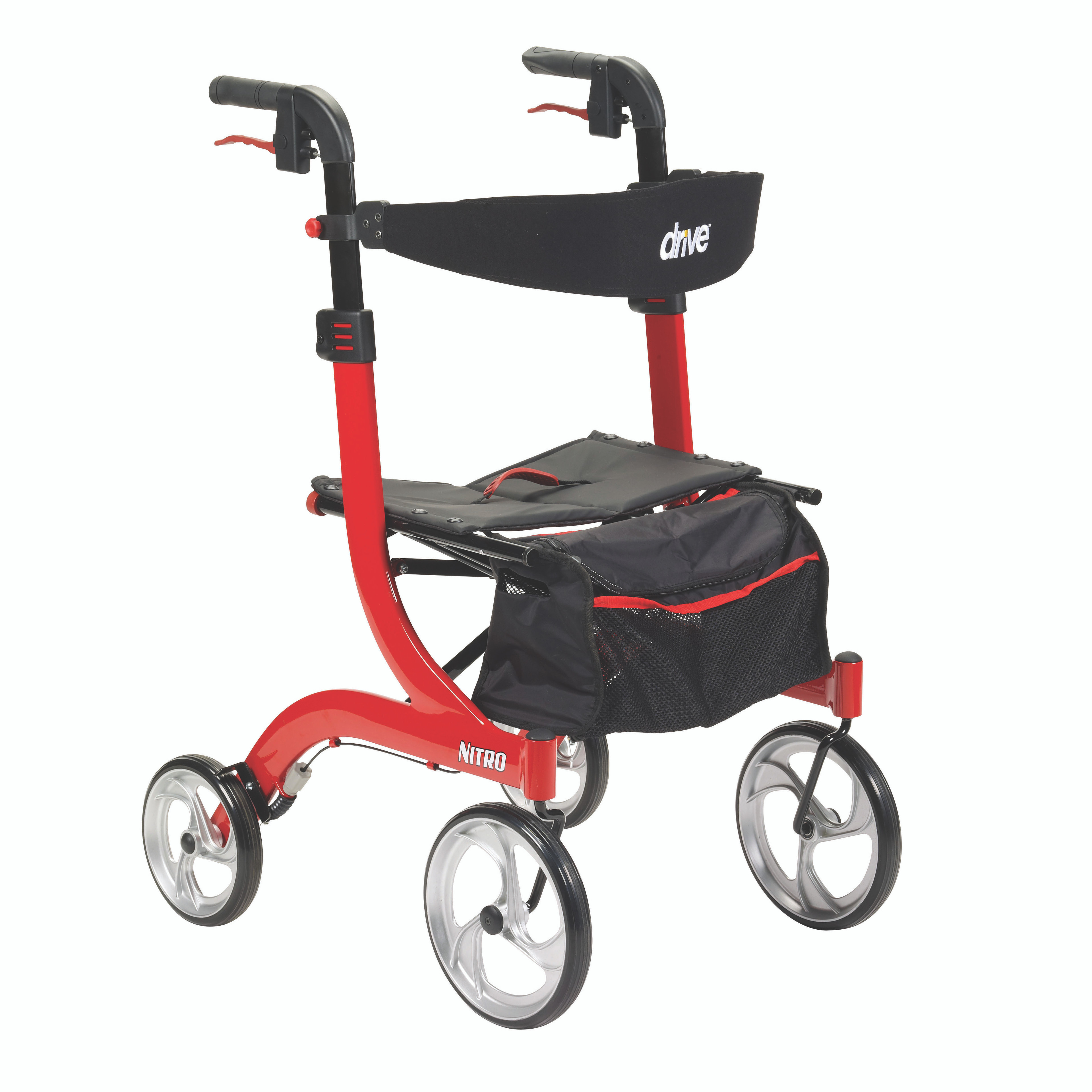 Drive Nitro 4 Wheel Rollator Adjustable Height, Aluminum Frame